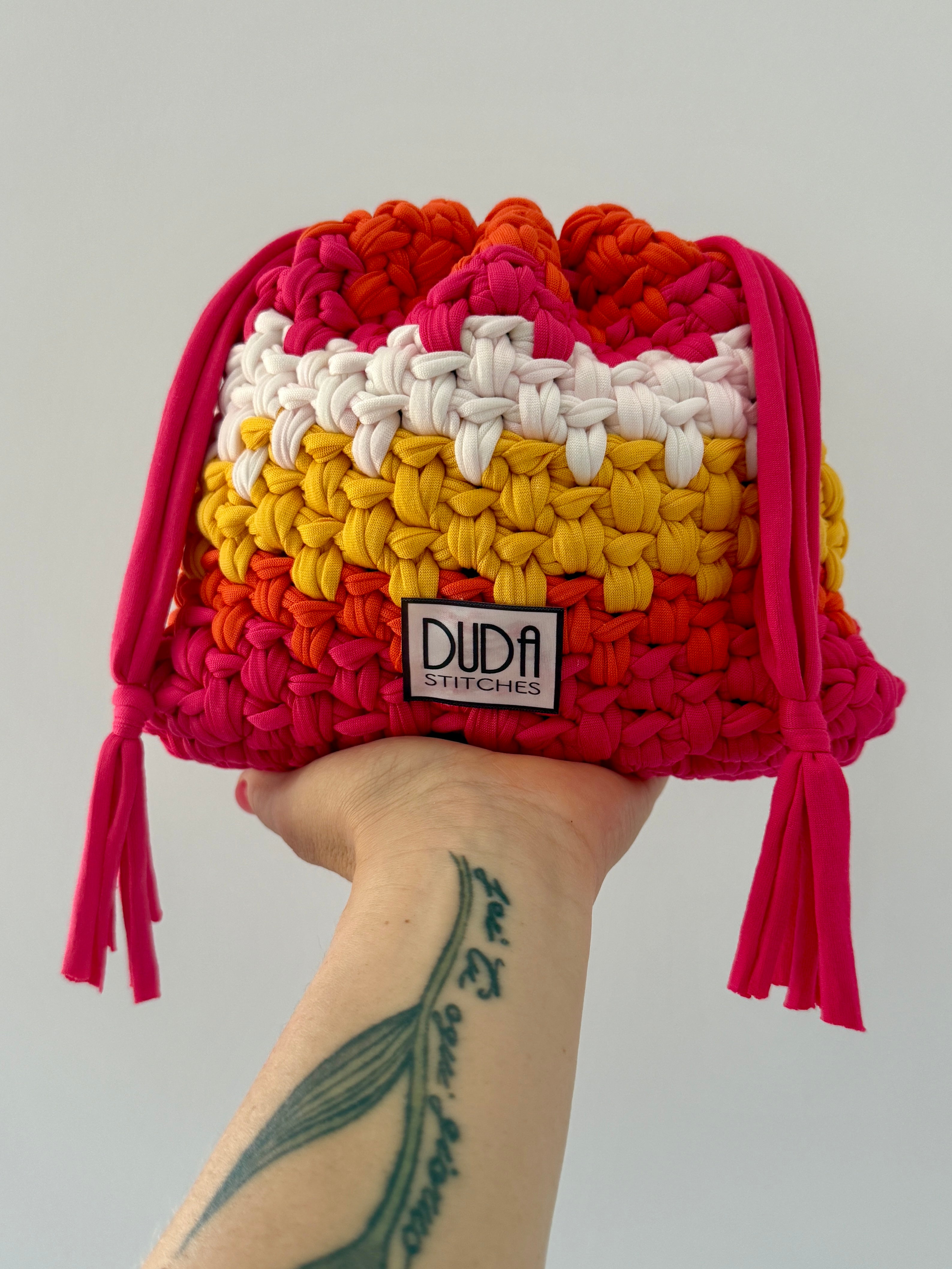 DUDINA bag standard rigata arancione//fucsia