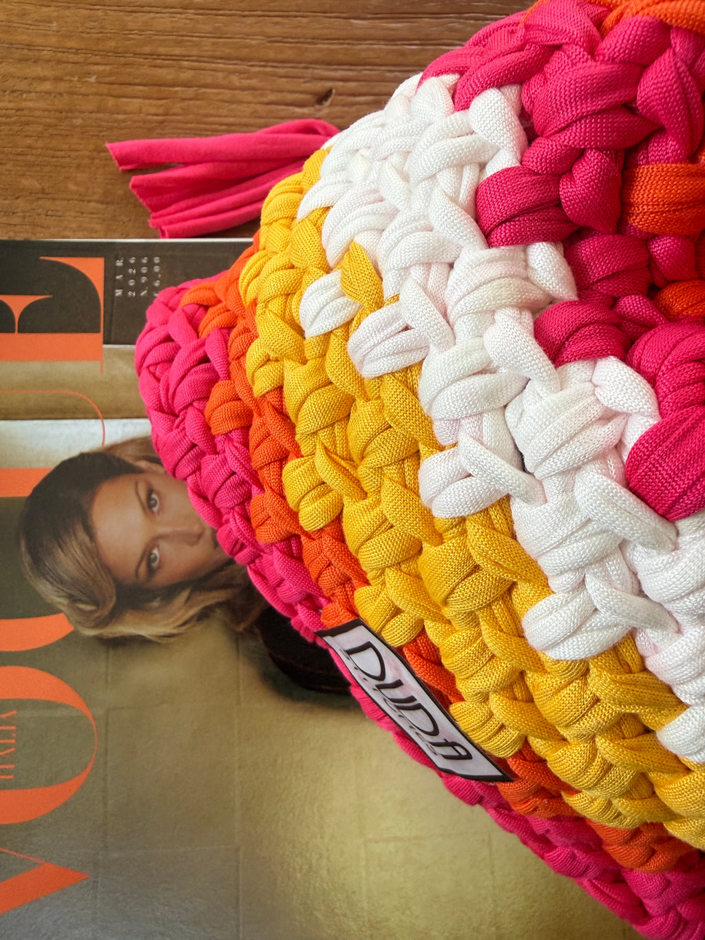 DUDINA bag standard rigata arancione//fucsia
