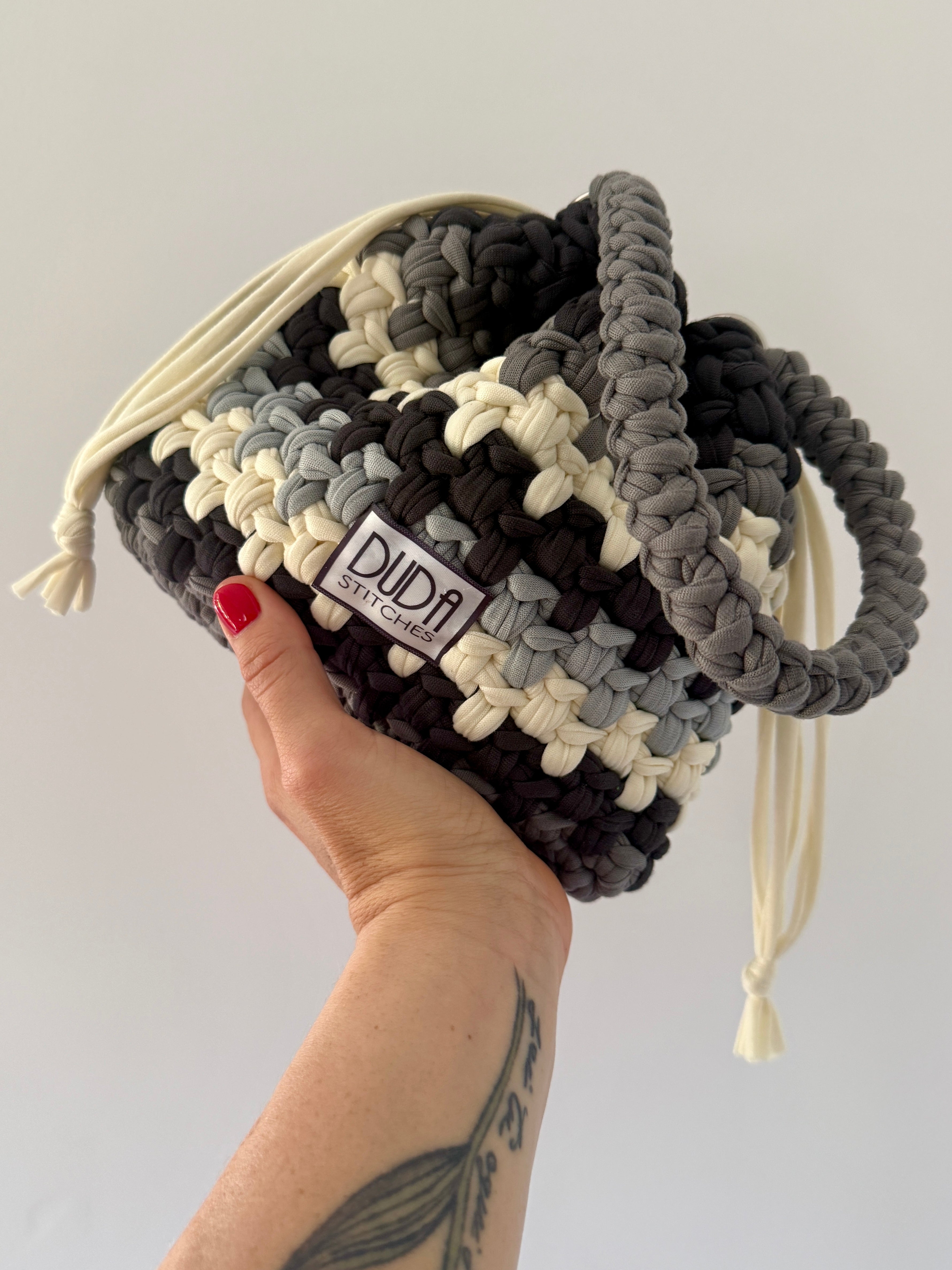 DUDINA bag standard rigata grigio con maniglia