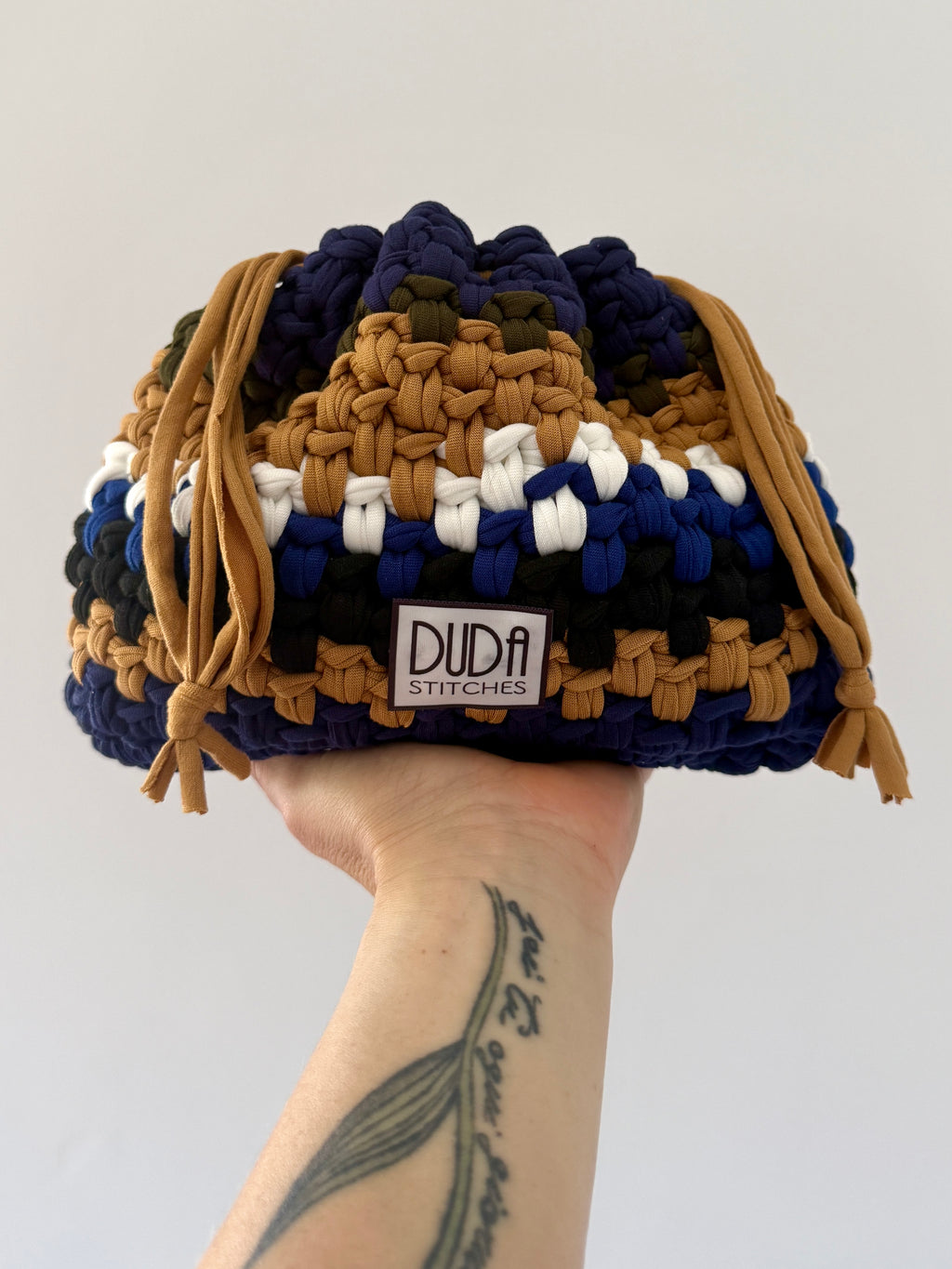 DUDINA bag standard rigata blu//ocra
