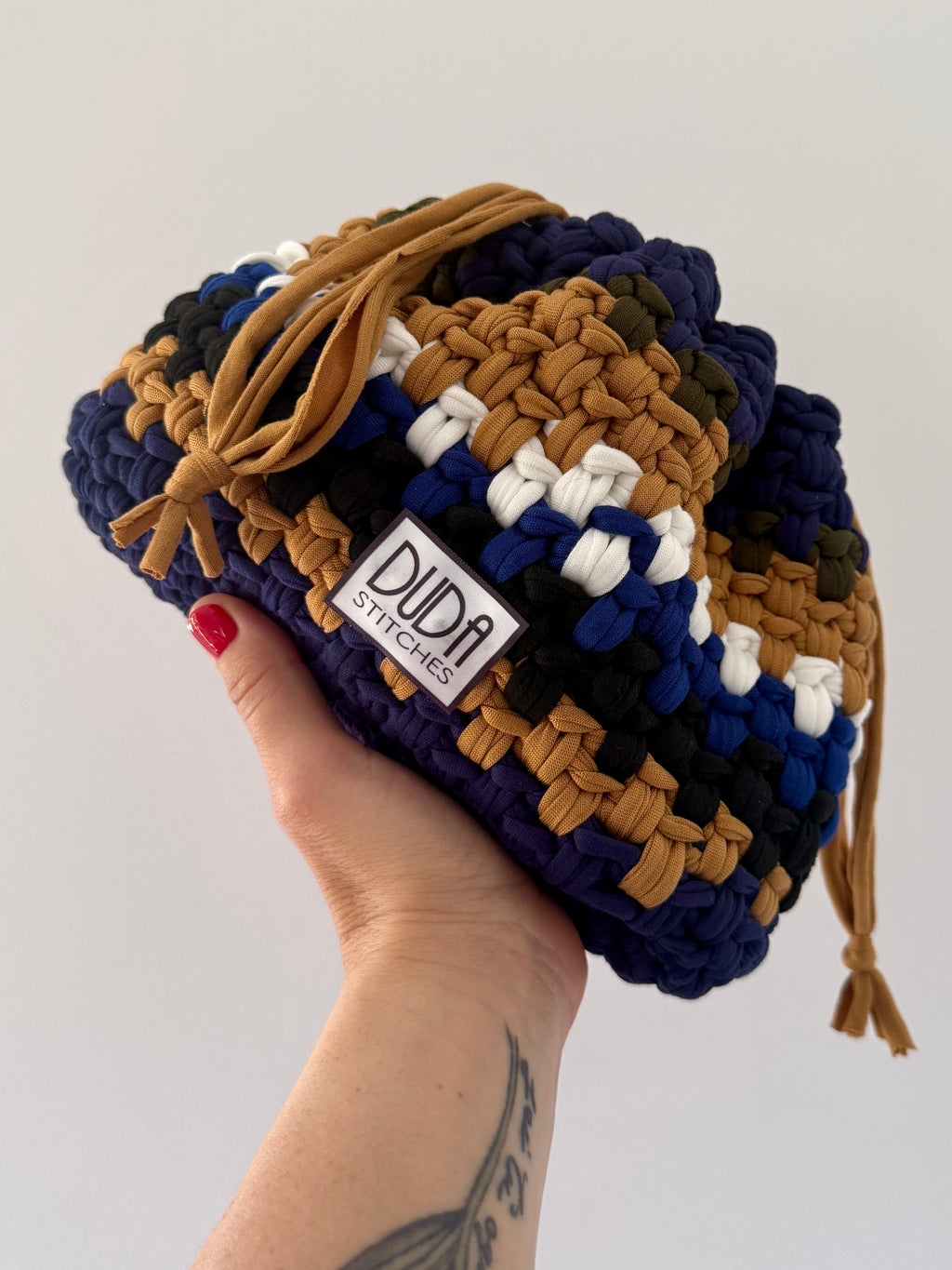 DUDINA bag standard rigata blu//ocra