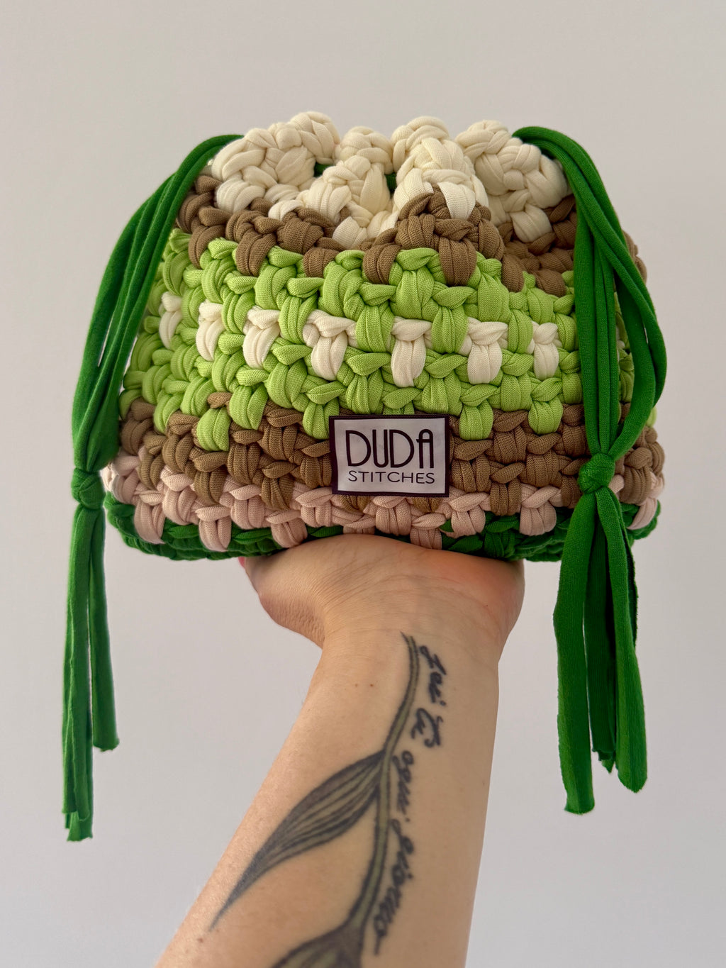 DUDINA bag standard rigata verde//lime