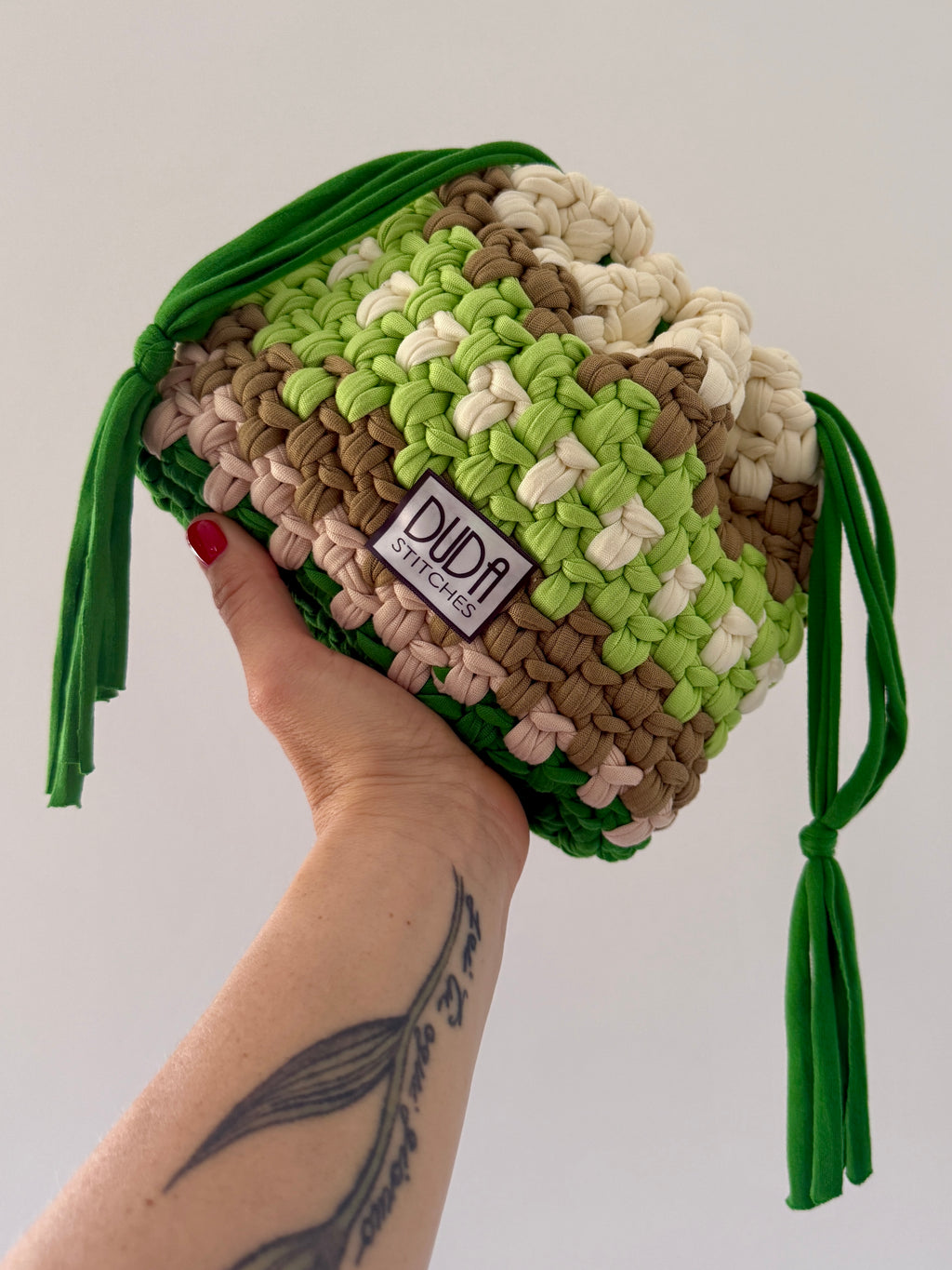 DUDINA bag standard rigata verde//lime