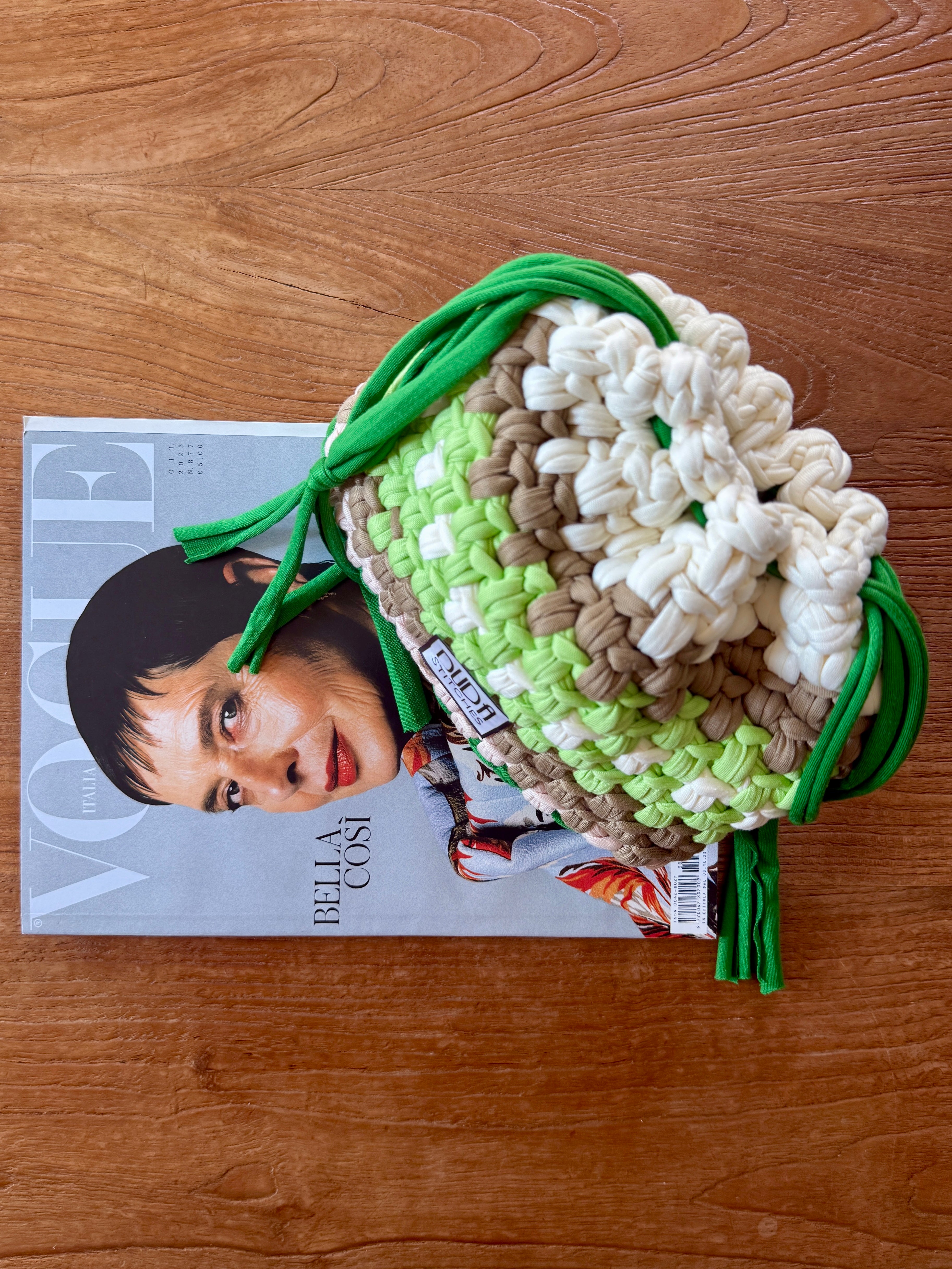 DUDINA bag standard rigata verde//lime