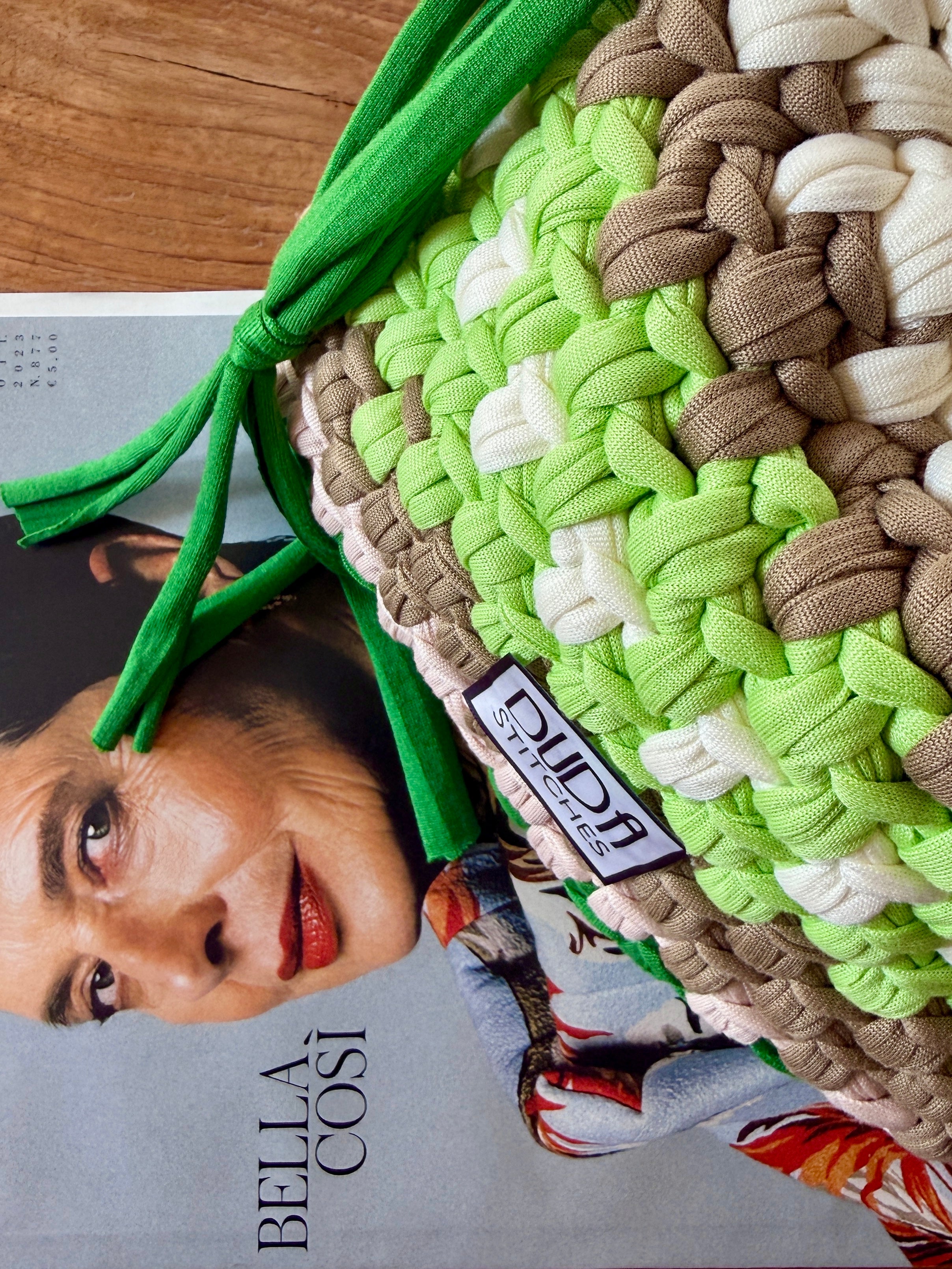 DUDINA bag standard rigata verde//lime