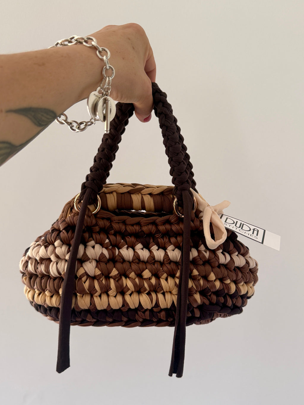 GIANDUIOTTA bag mini multicolore marrone con manico e doppia maniglia