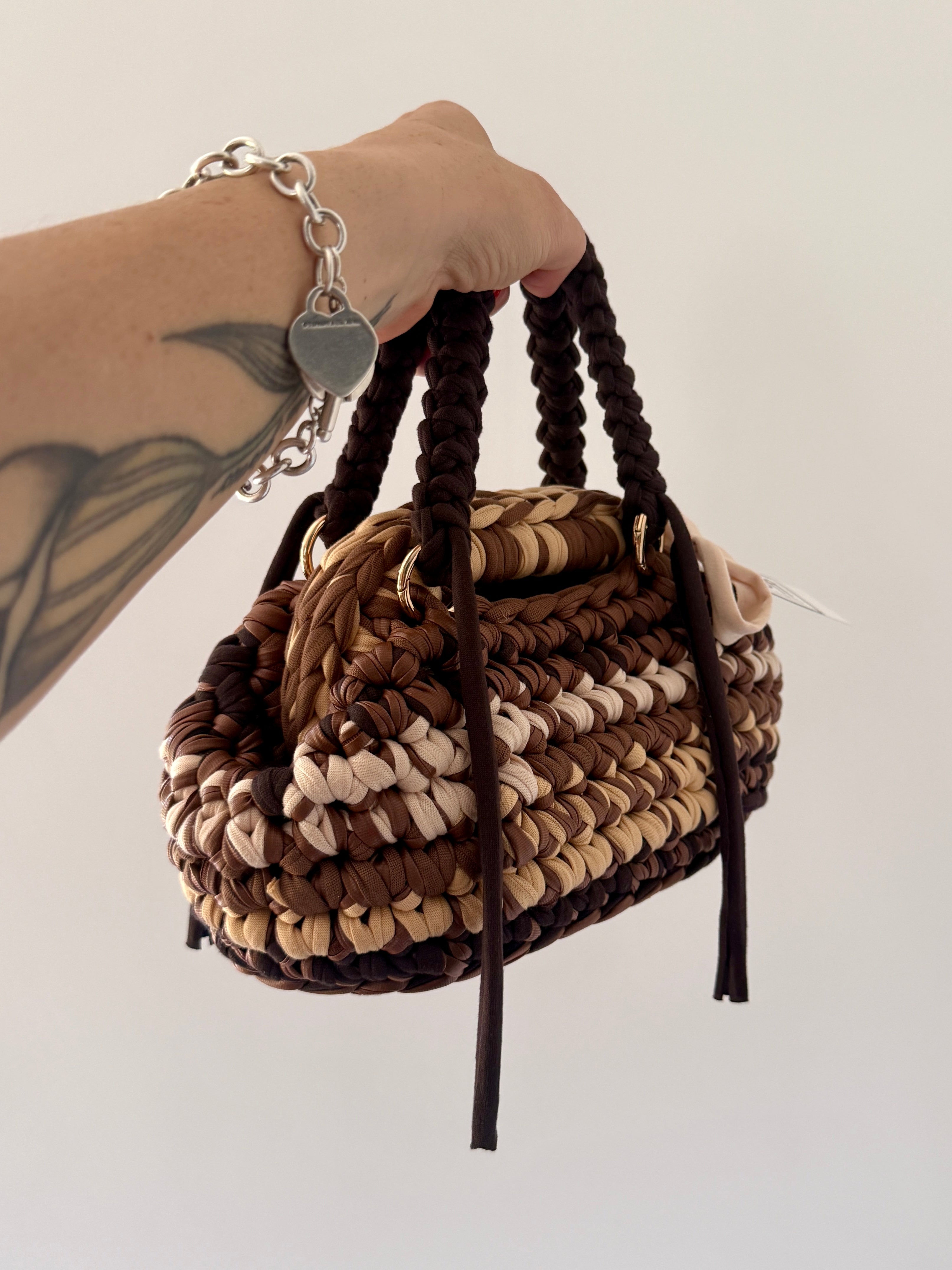 GIANDUIOTTA bag mini multicolore marrone con manico e doppia maniglia
