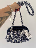 GIANDUIOTTA bag mini Tye Dye blu con manico in contrasto e tracolla