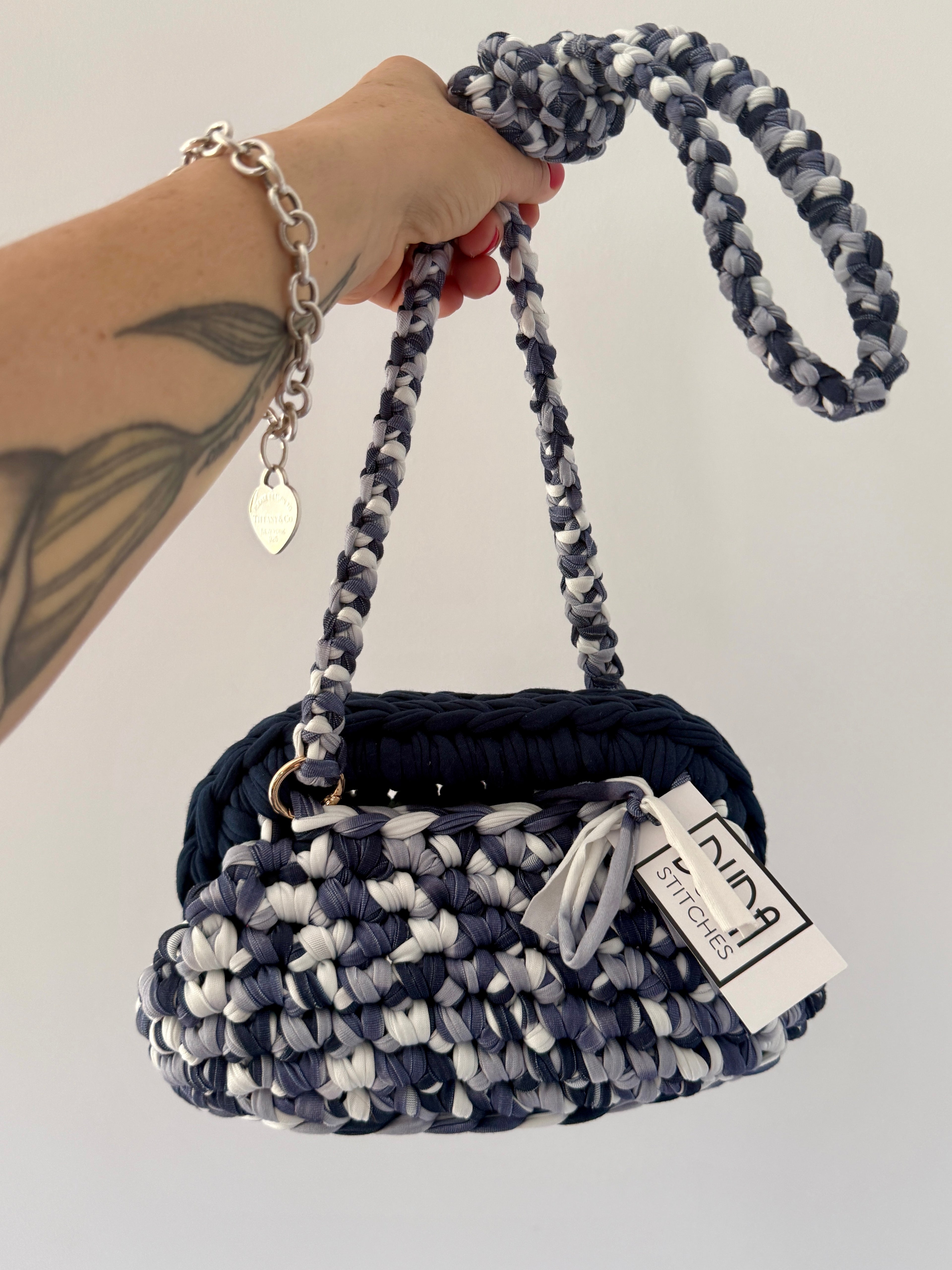 GIANDUIOTTA bag mini Tye Dye blu con manico in contrasto e tracolla