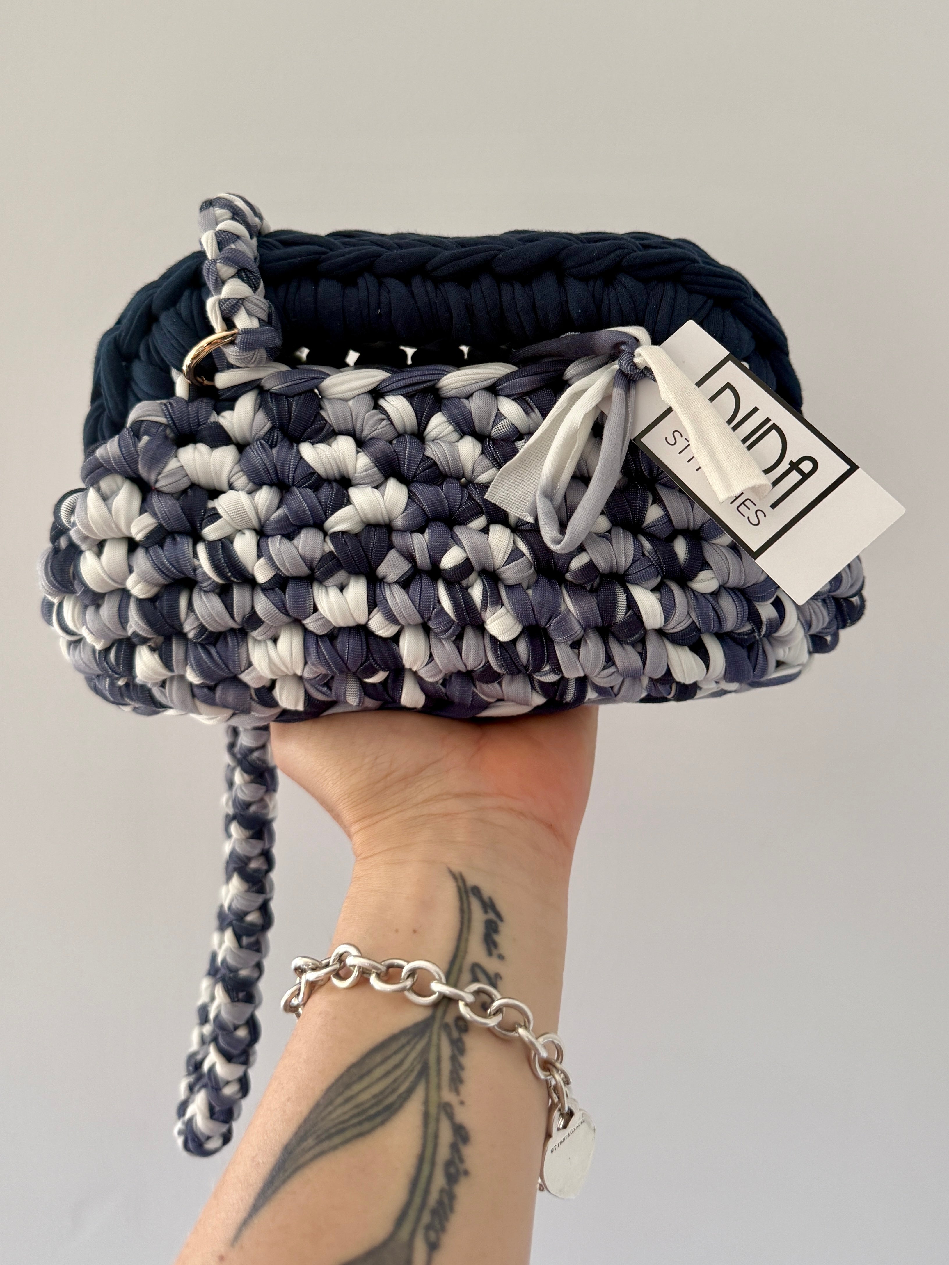 GIANDUIOTTA bag mini Tye Dye blu con manico in contrasto e tracolla