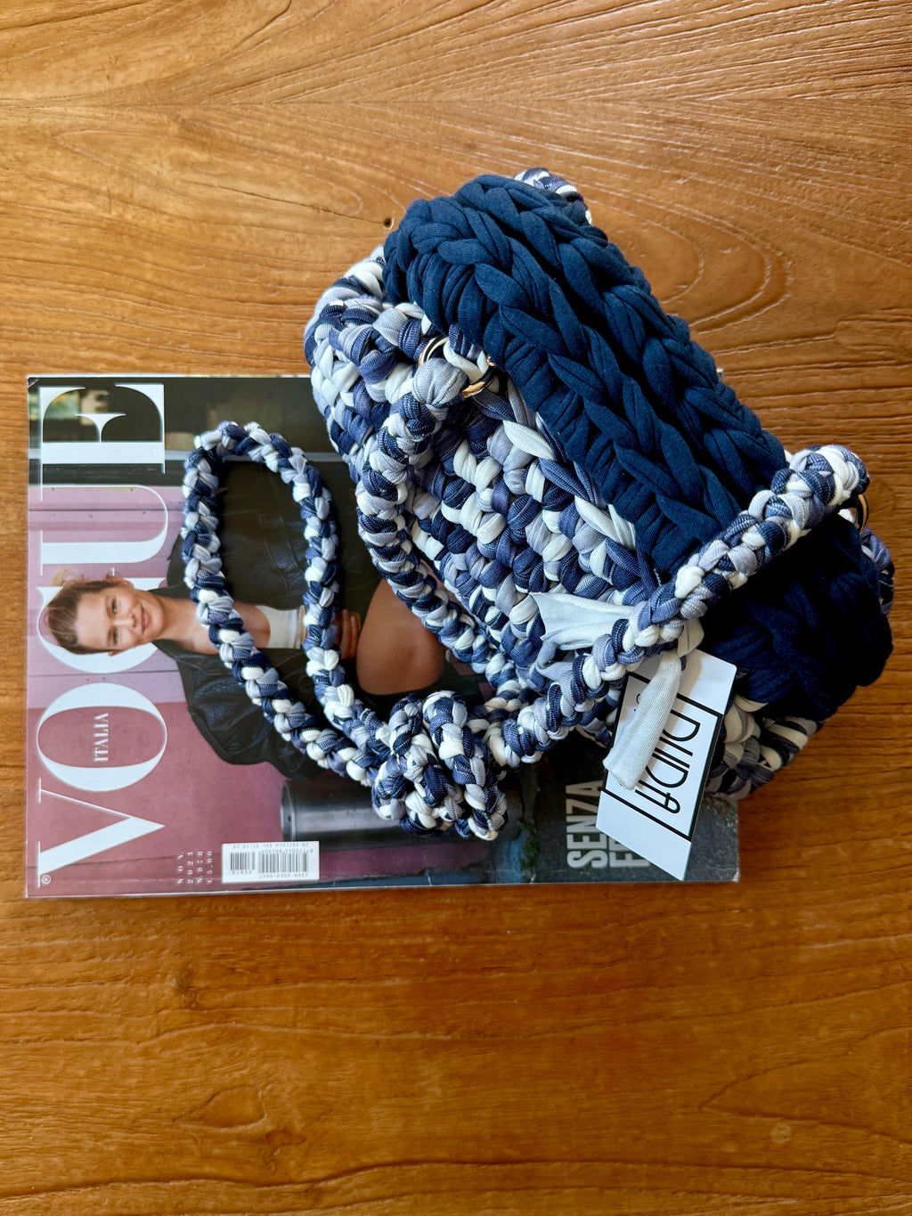 GIANDUIOTTA bag mini Tye Dye blu con manico in contrasto e tracolla
