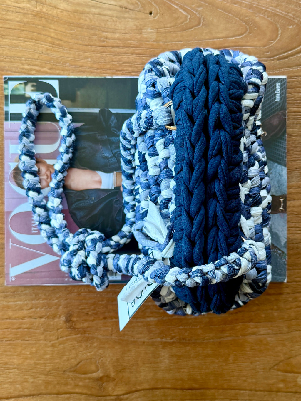 GIANDUIOTTA bag mini Tye Dye blu con manico in contrasto e tracolla