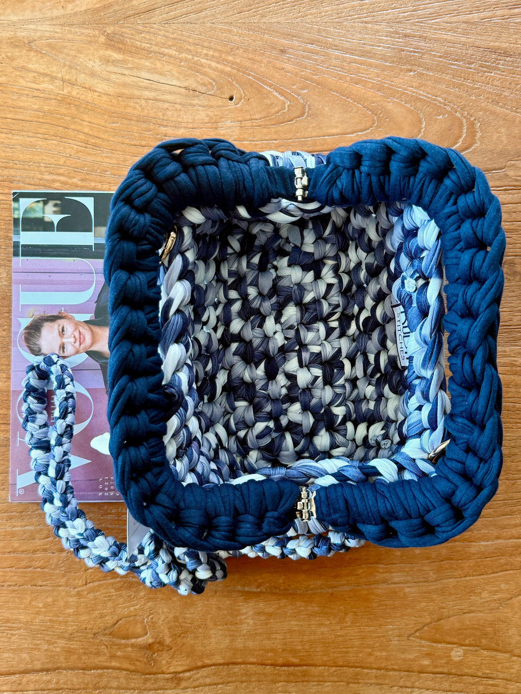 GIANDUIOTTA bag mini Tye Dye blu con manico in contrasto e tracolla