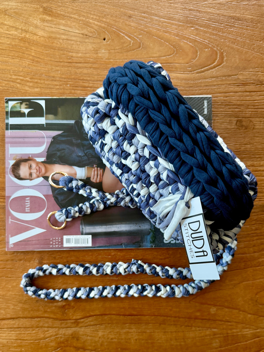 GIANDUIOTTA bag mini Tye Dye blu con manico in contrasto e tracolla