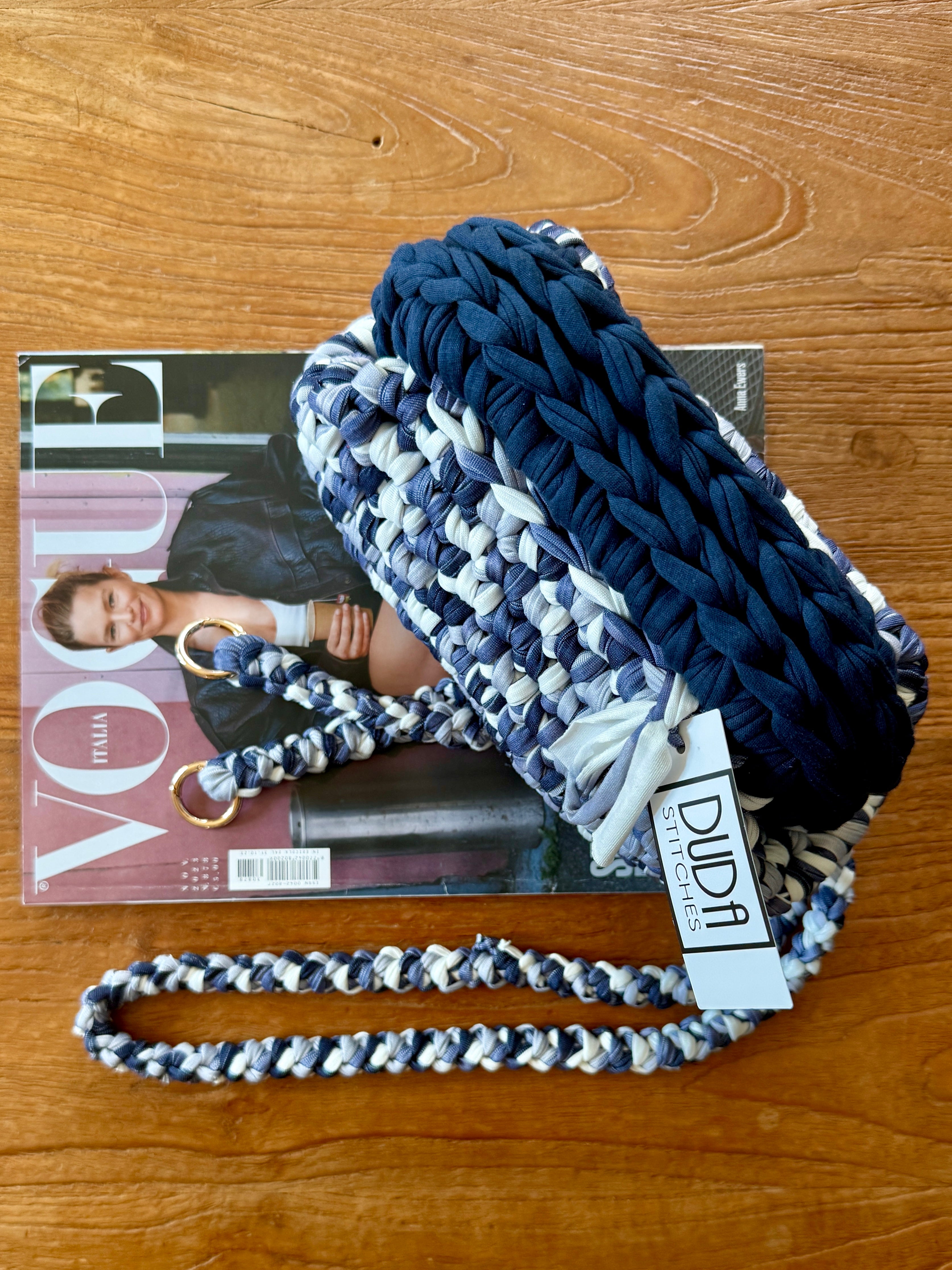 GIANDUIOTTA bag mini Tye Dye blu con manico in contrasto e tracolla