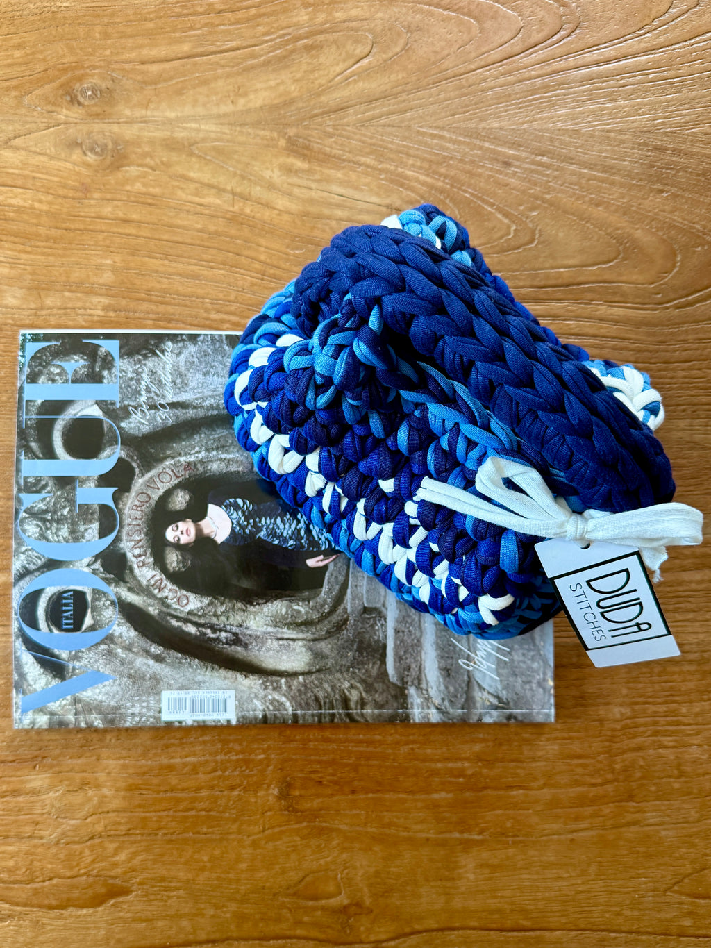 GIANDUIOTTA bag mini multicolore blu//panna con manico