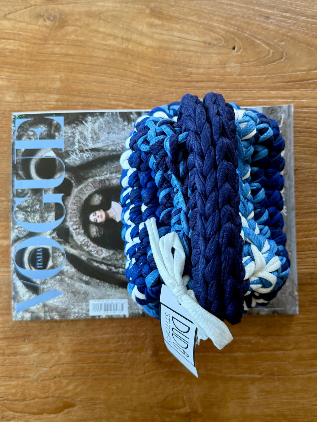 GIANDUIOTTA bag mini multicolore blu//panna con manico