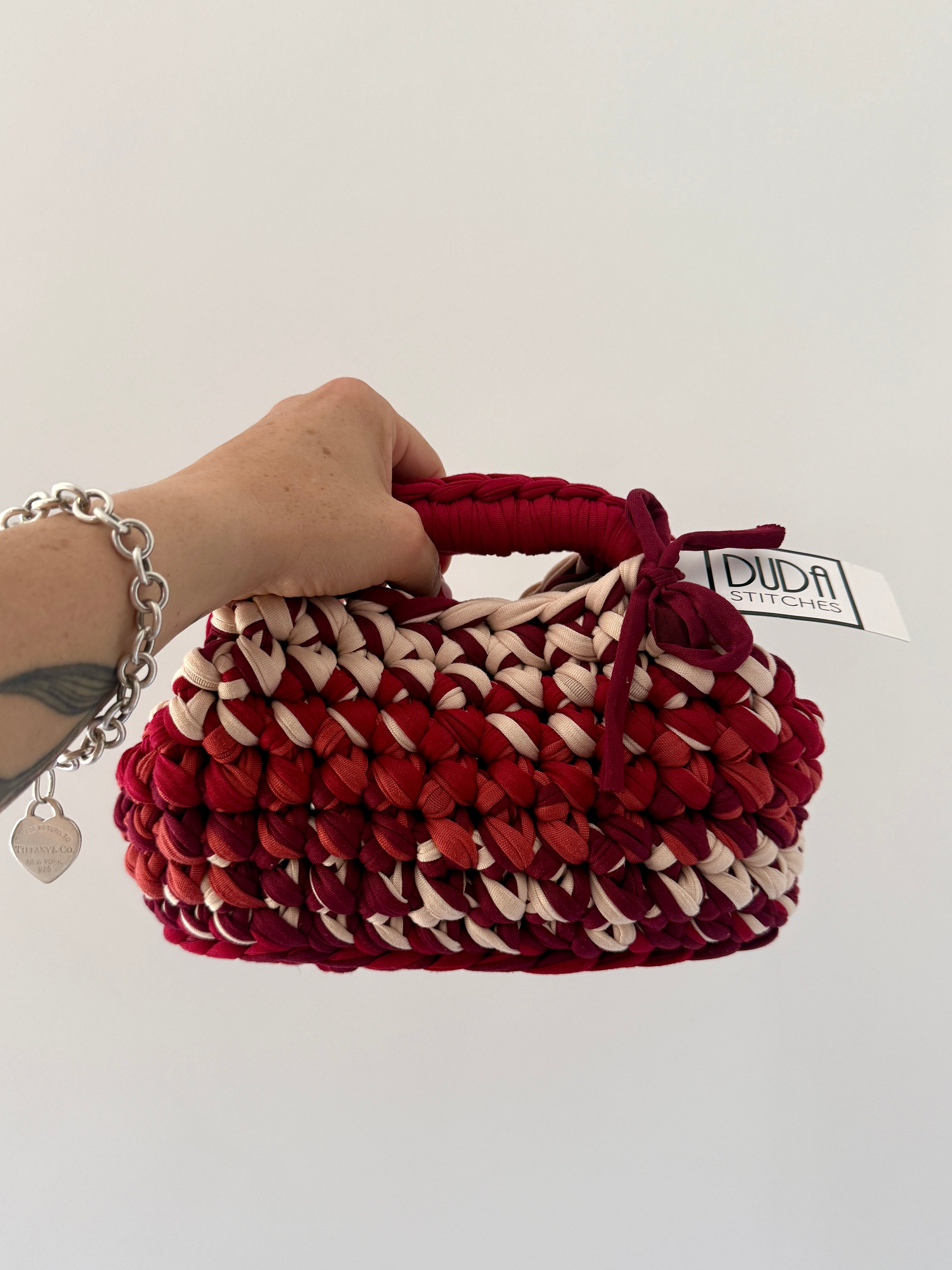GIANDUIOTTA bag mini multicolore rossa//sabbia con manico