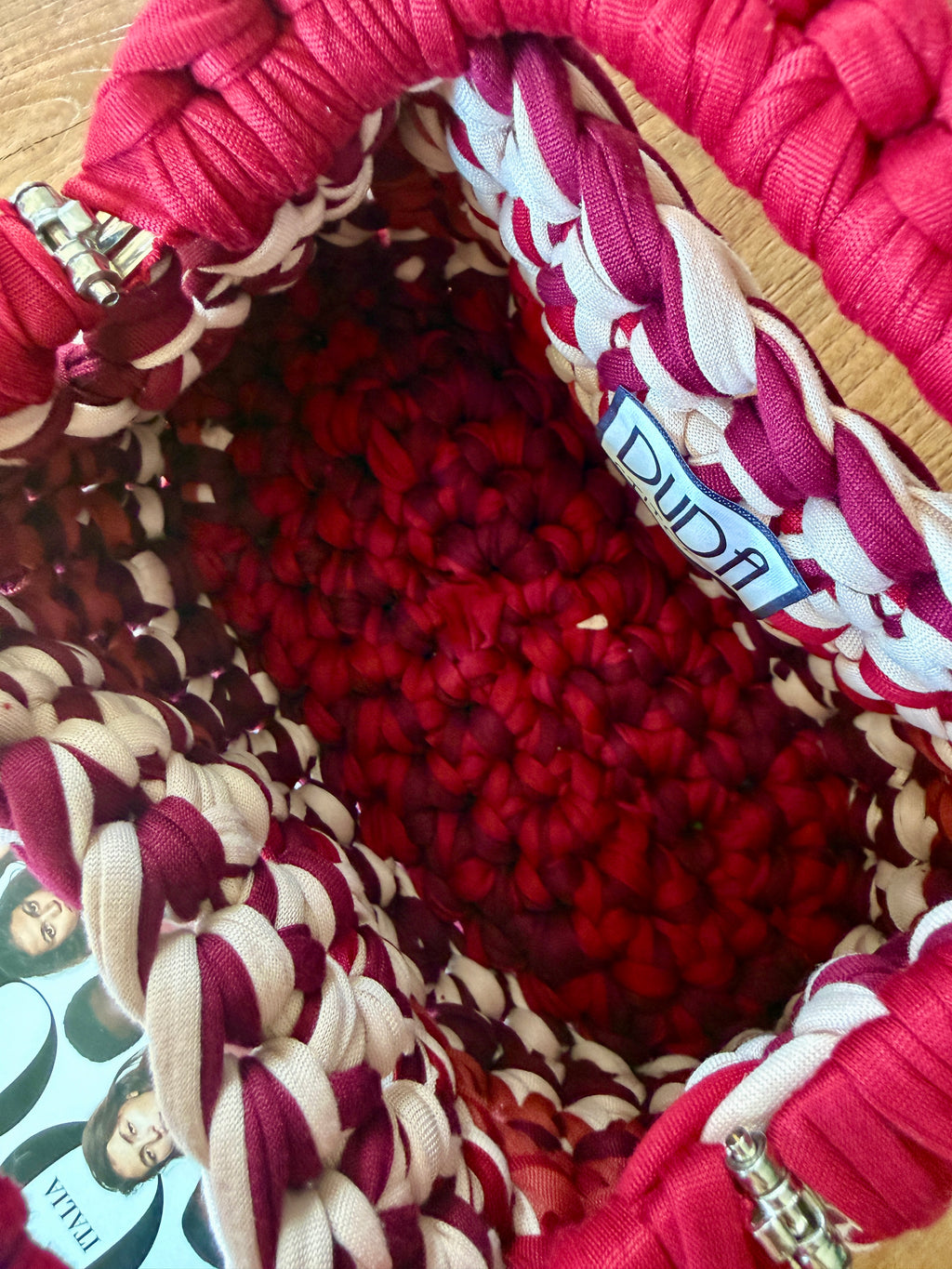 GIANDUIOTTA bag mini multicolore rossa//sabbia con manico
