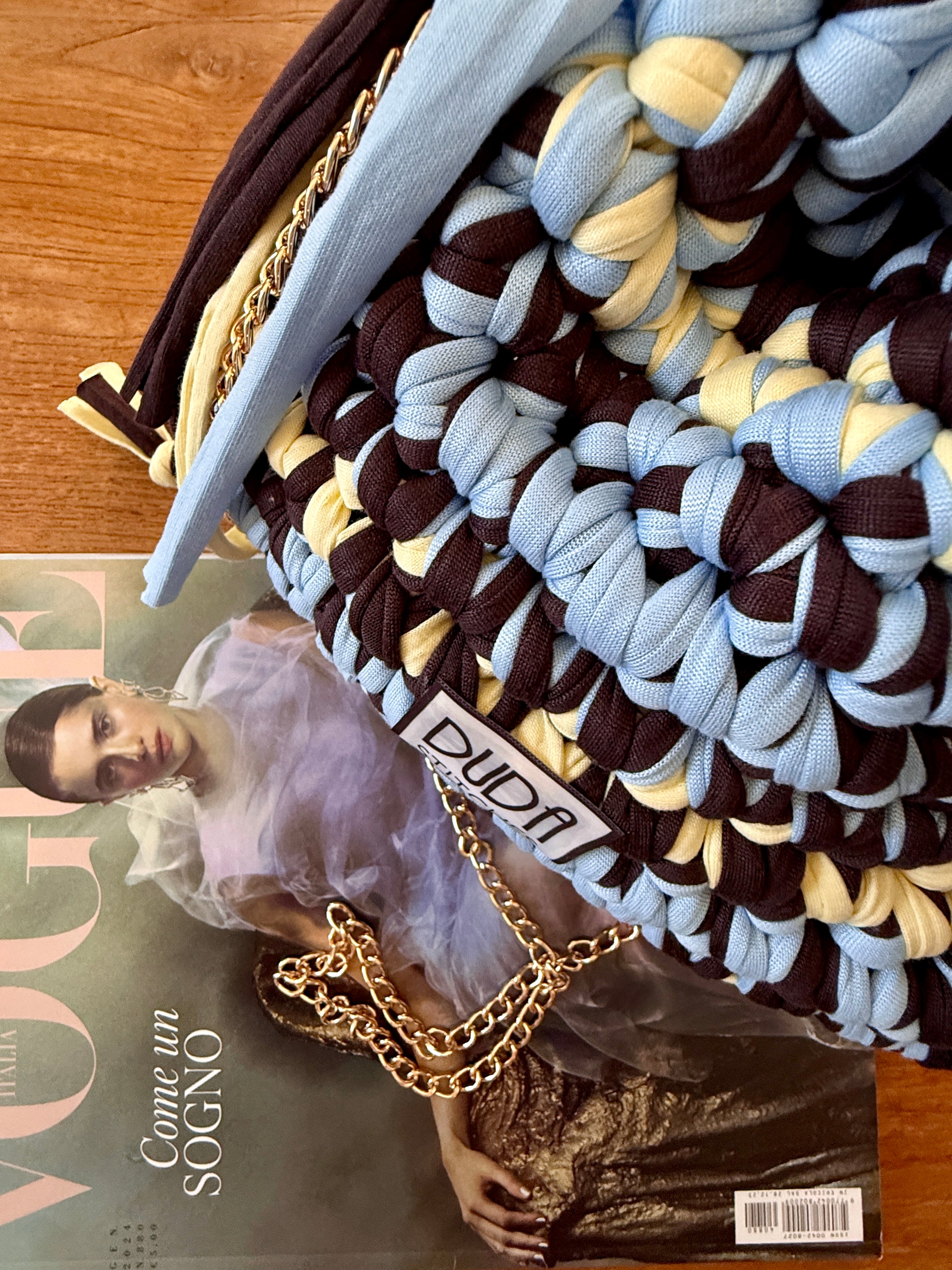 DUDINA bag multicolor marrone//azzurro//giallo con maniglia
