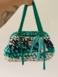 GIANDUIOTTA bag extralarge multicolor smeraldo//blu//panna con manico e doppia maniglia