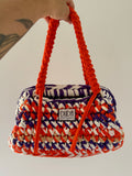 GIANDUIOTTA bag extralarge multicolor viola//arancio//panna con manico e doppia maniglia