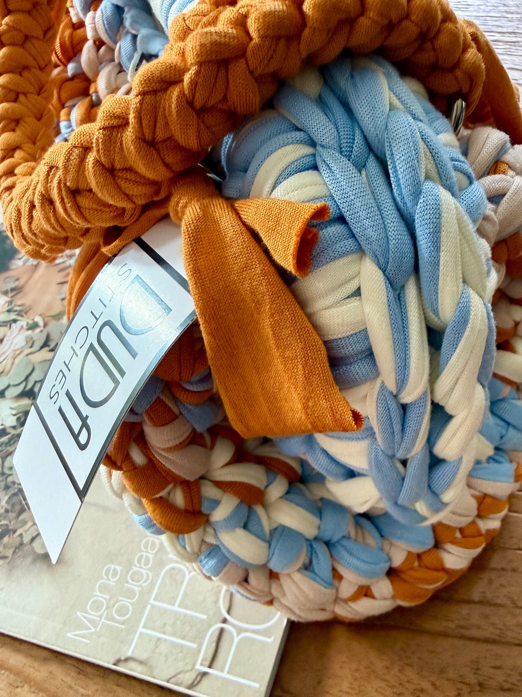 GIANDUIOTTA bag extralarge multicolor azzurro//senape//panna con manico e doppia maniglia