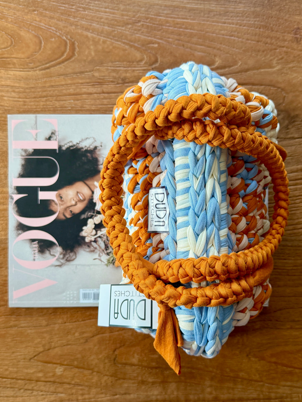 GIANDUIOTTA bag extralarge multicolor azzurro//senape//panna con manico e doppia maniglia