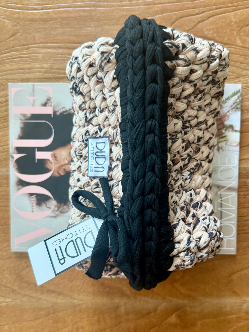 GIANDUIOTTA bag extralarge "leopardato"//ecrù//nero con manico