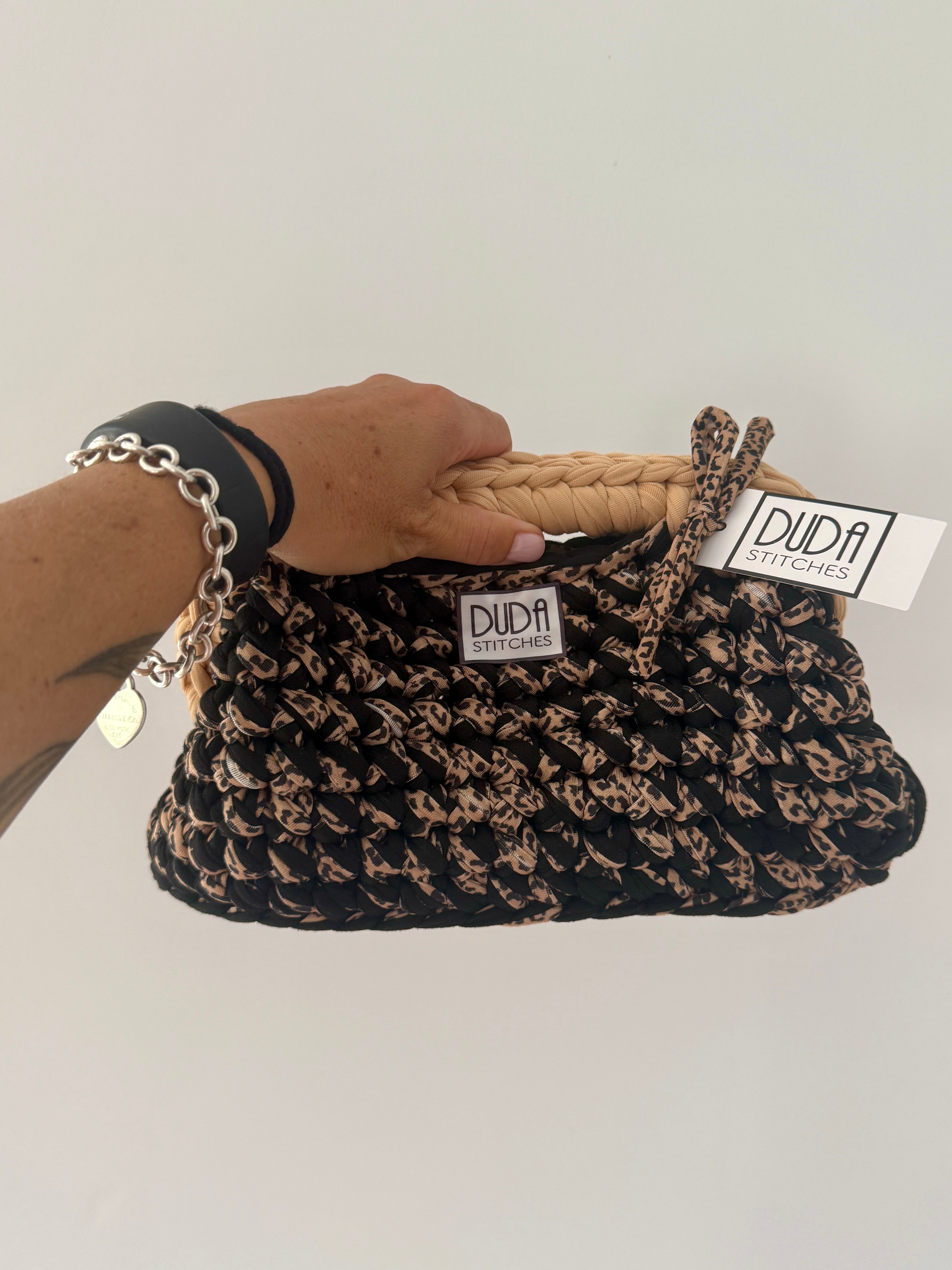 GIANDUIOTTA bag extralarge "animalier"//nero//beige con manico