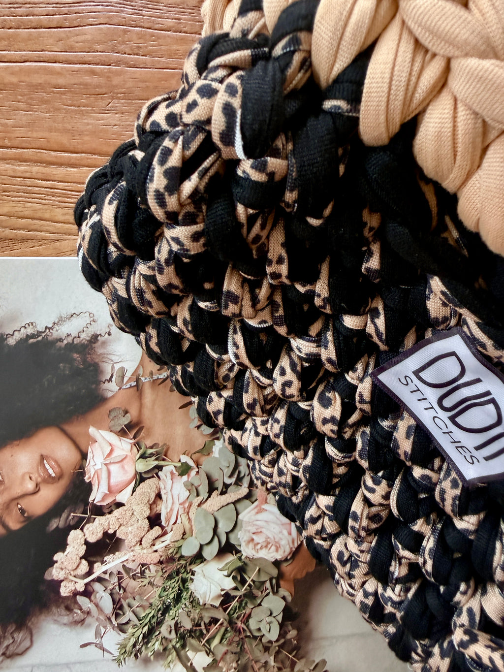 GIANDUIOTTA bag extralarge "animalier"//nero//beige con manico