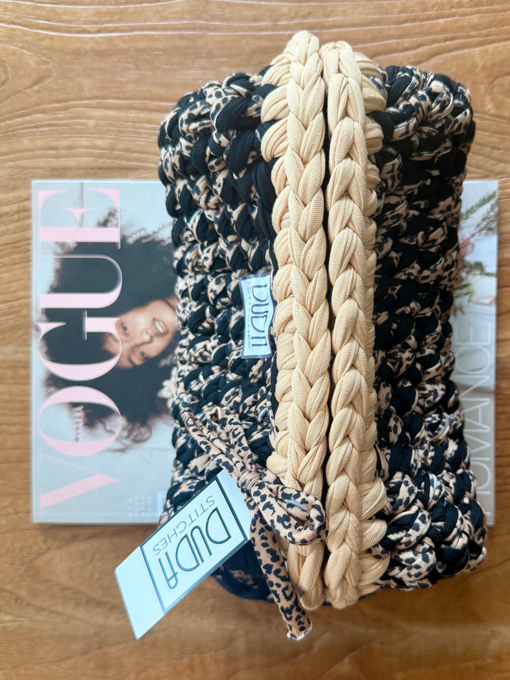 GIANDUIOTTA bag extralarge "animalier"//nero//beige con manico