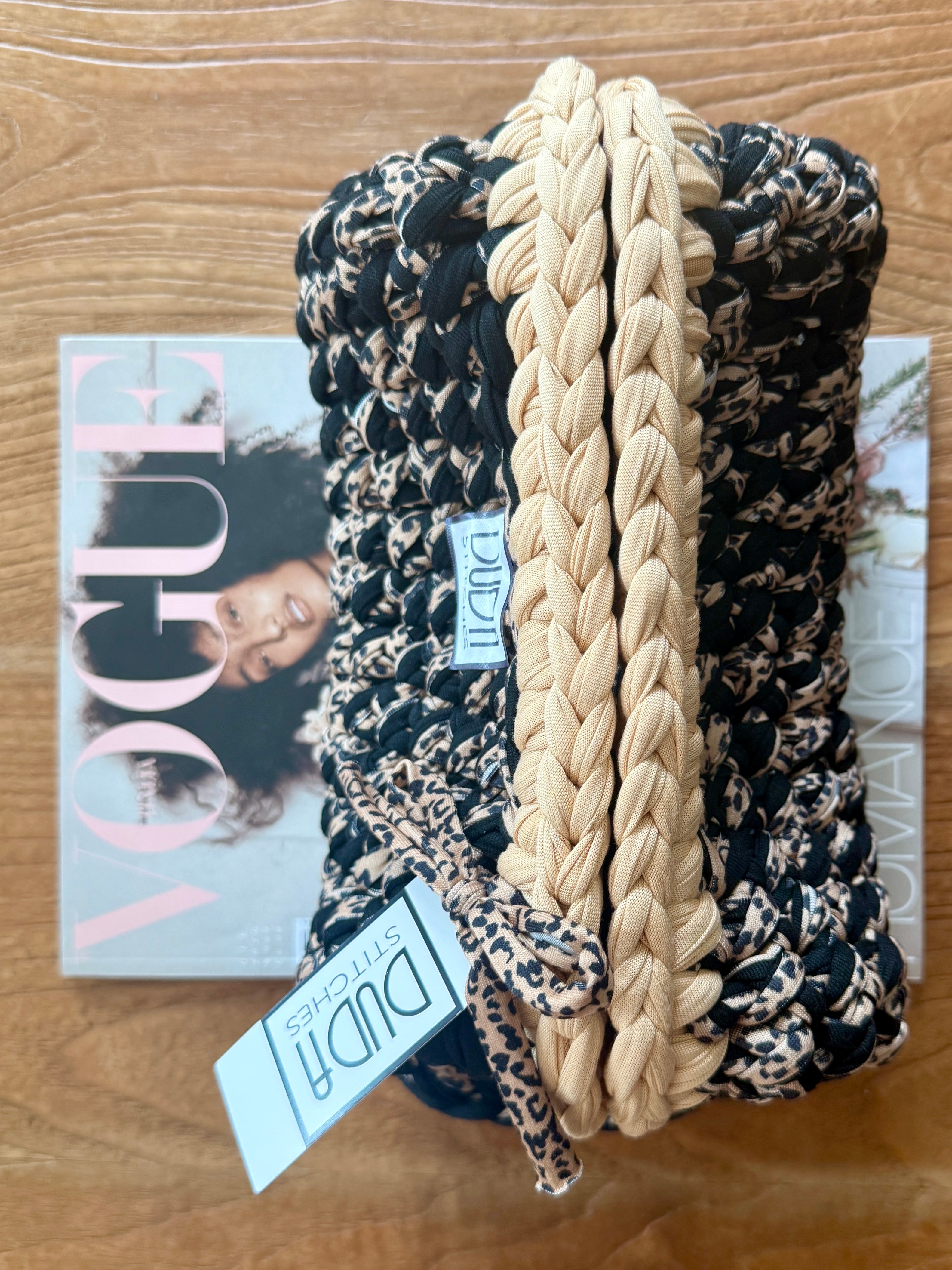 GIANDUIOTTA bag extralarge "animalier"//nero//beige con manico