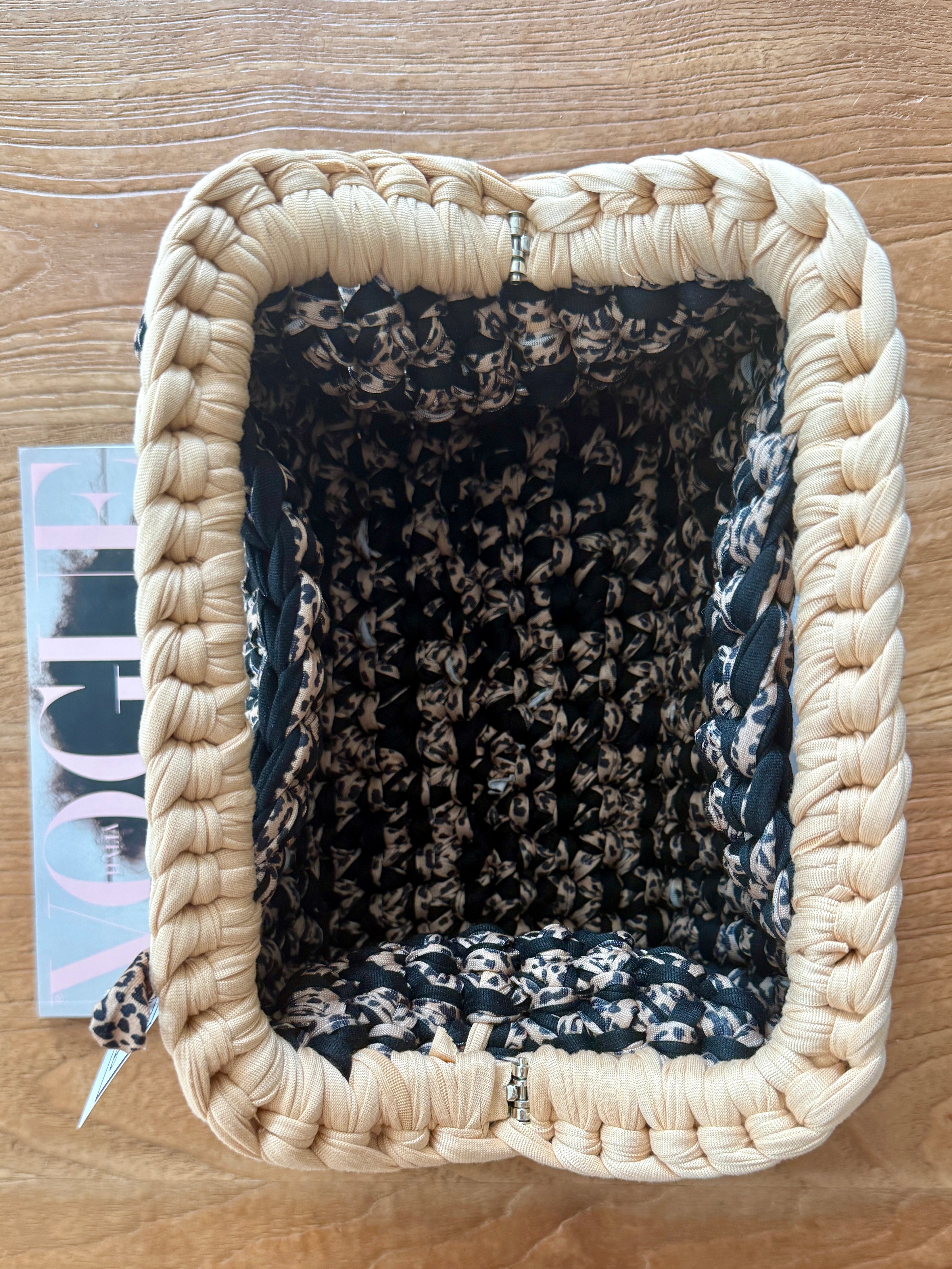 GIANDUIOTTA bag extralarge "animalier"//nero//beige con manico