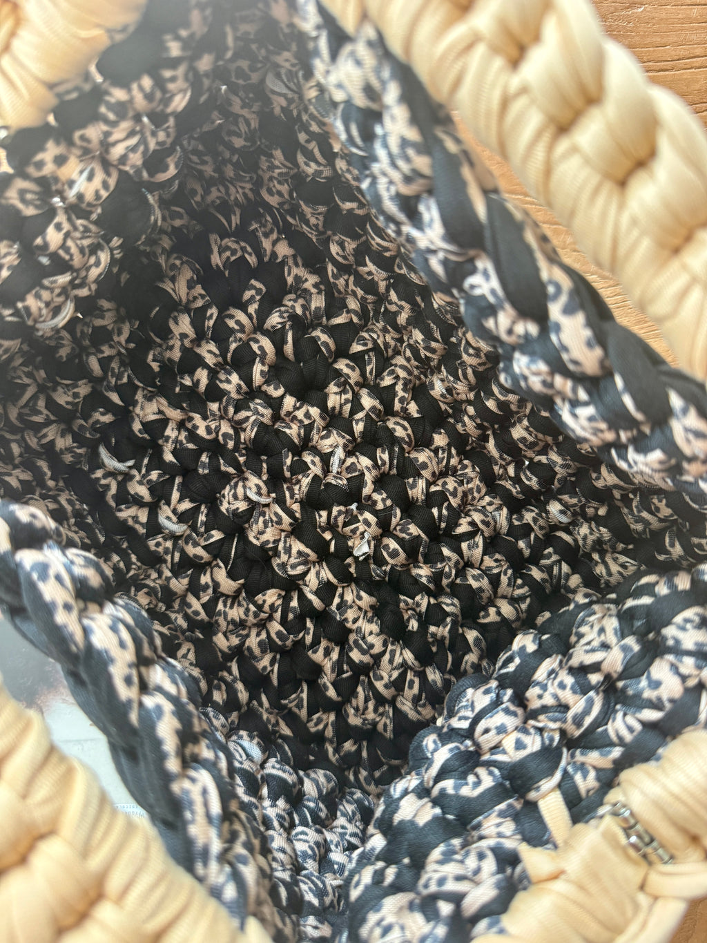 GIANDUIOTTA bag extralarge "animalier"//nero//beige con manico