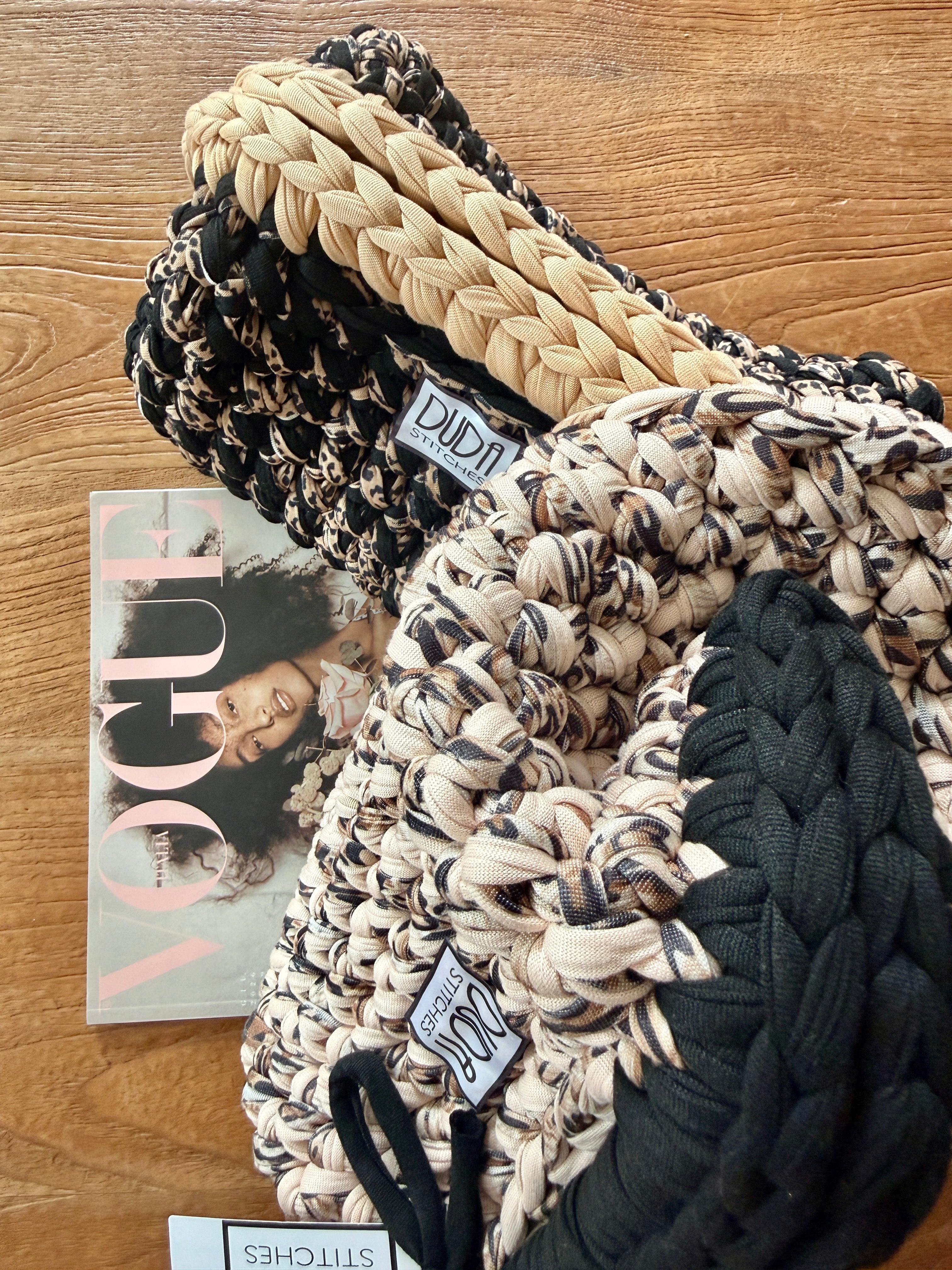 GIANDUIOTTA bag extralarge "animalier"//nero//beige con manico