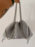 DUDINA bag standard in tulle argento con maniglia