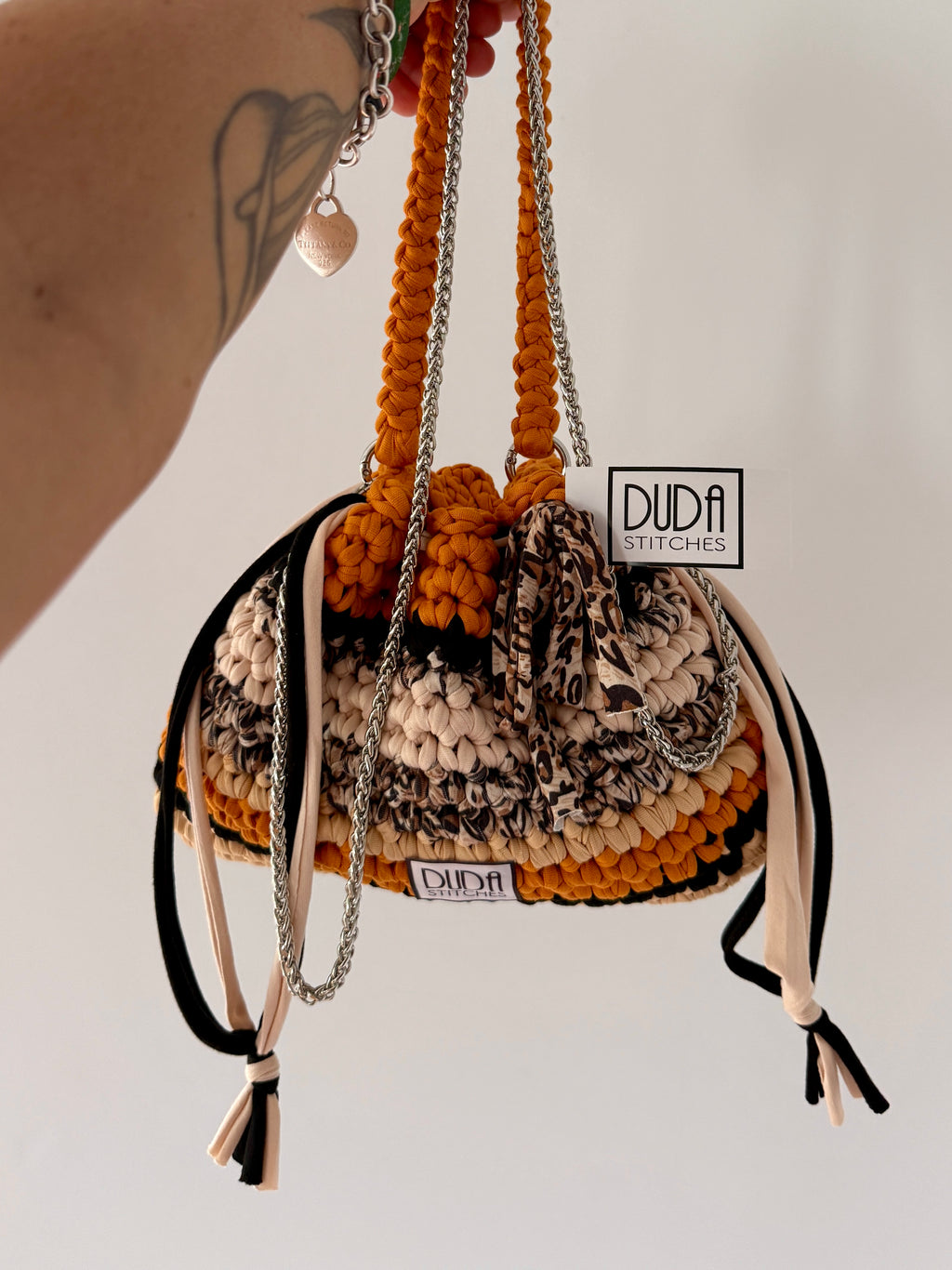 DUDINA bag rigata//animalier con maniglia