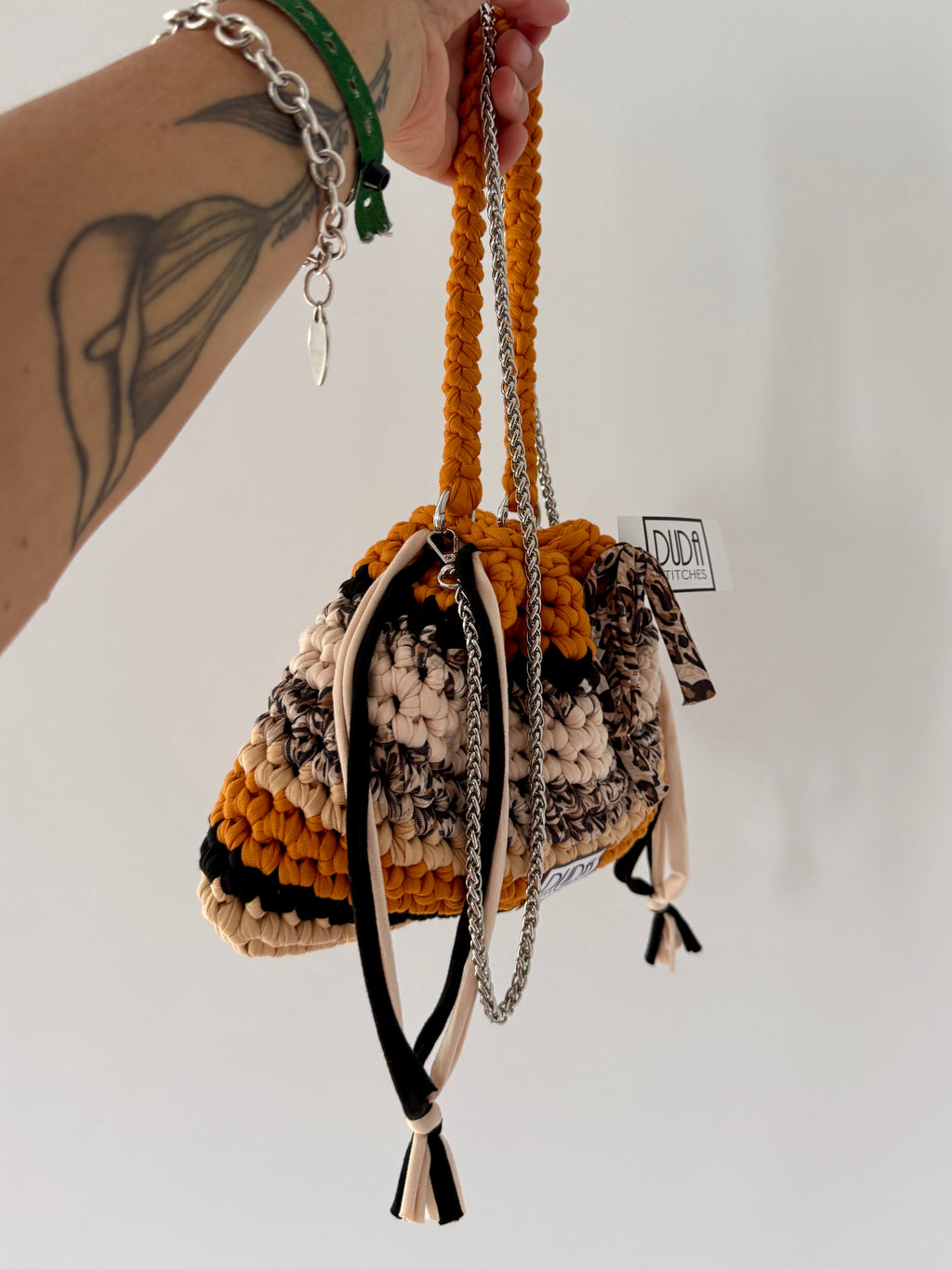 DUDINA bag rigata//animalier con maniglia