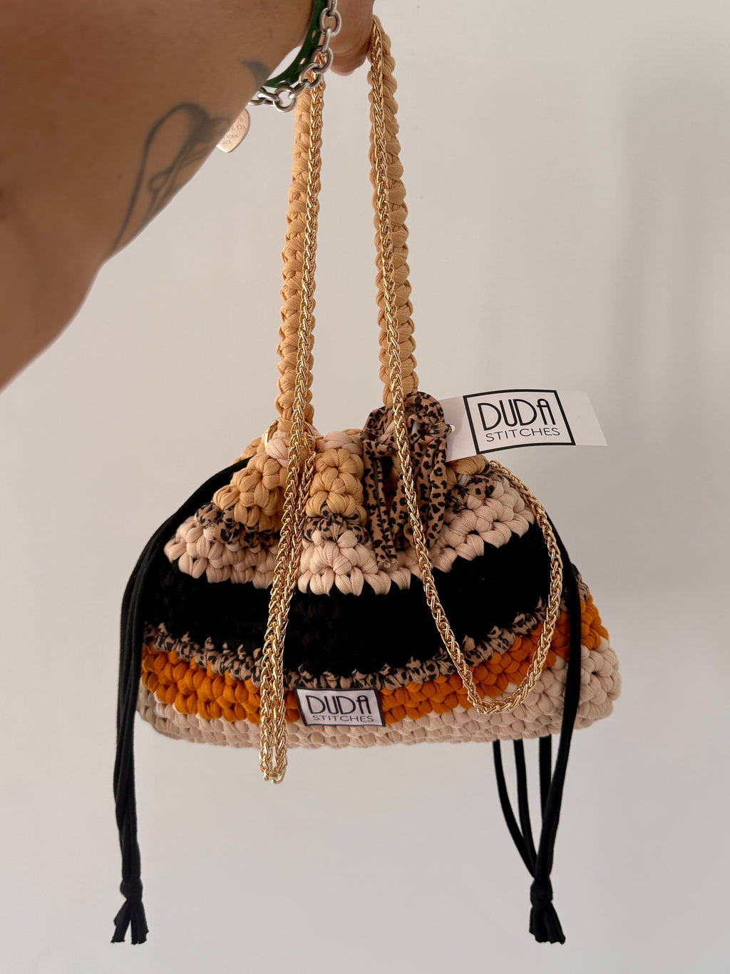 DUDINA bag rigata//animalier con maniglia