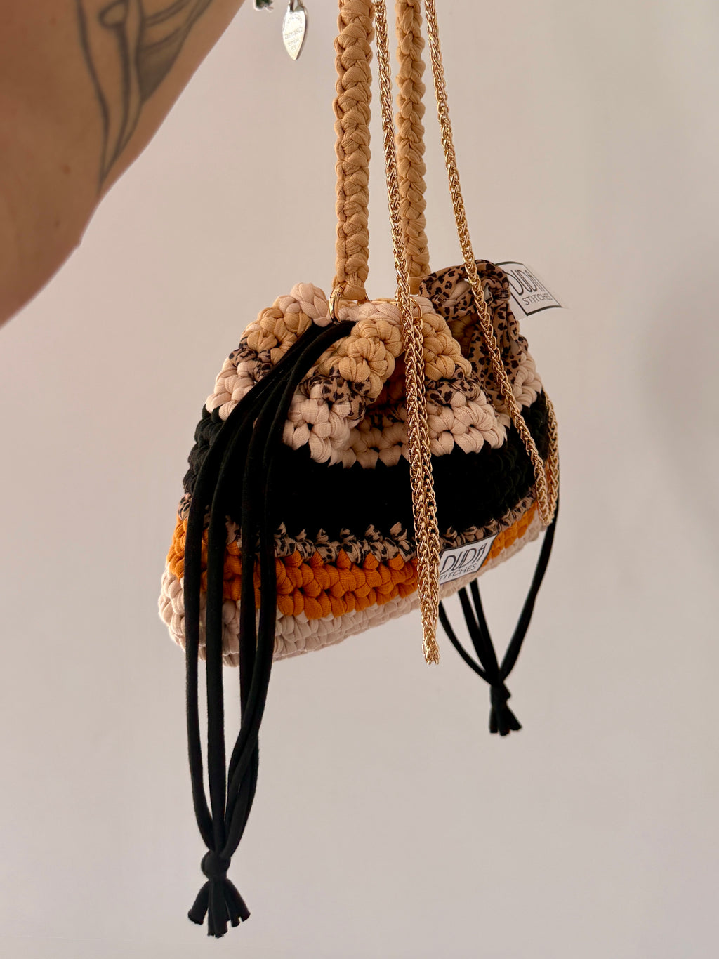 DUDINA bag rigata//animalier con maniglia