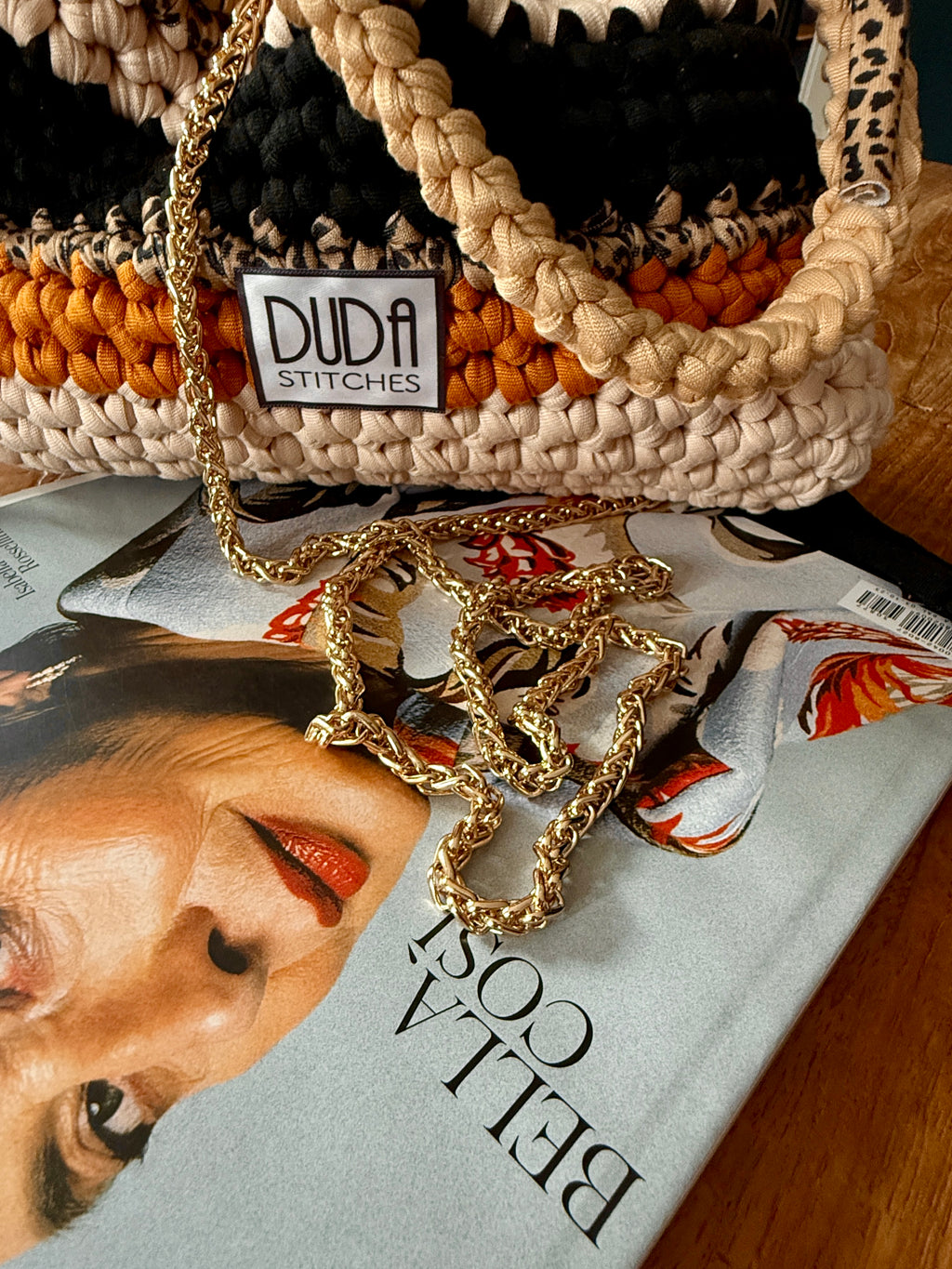 DUDINA bag rigata//animalier con maniglia
