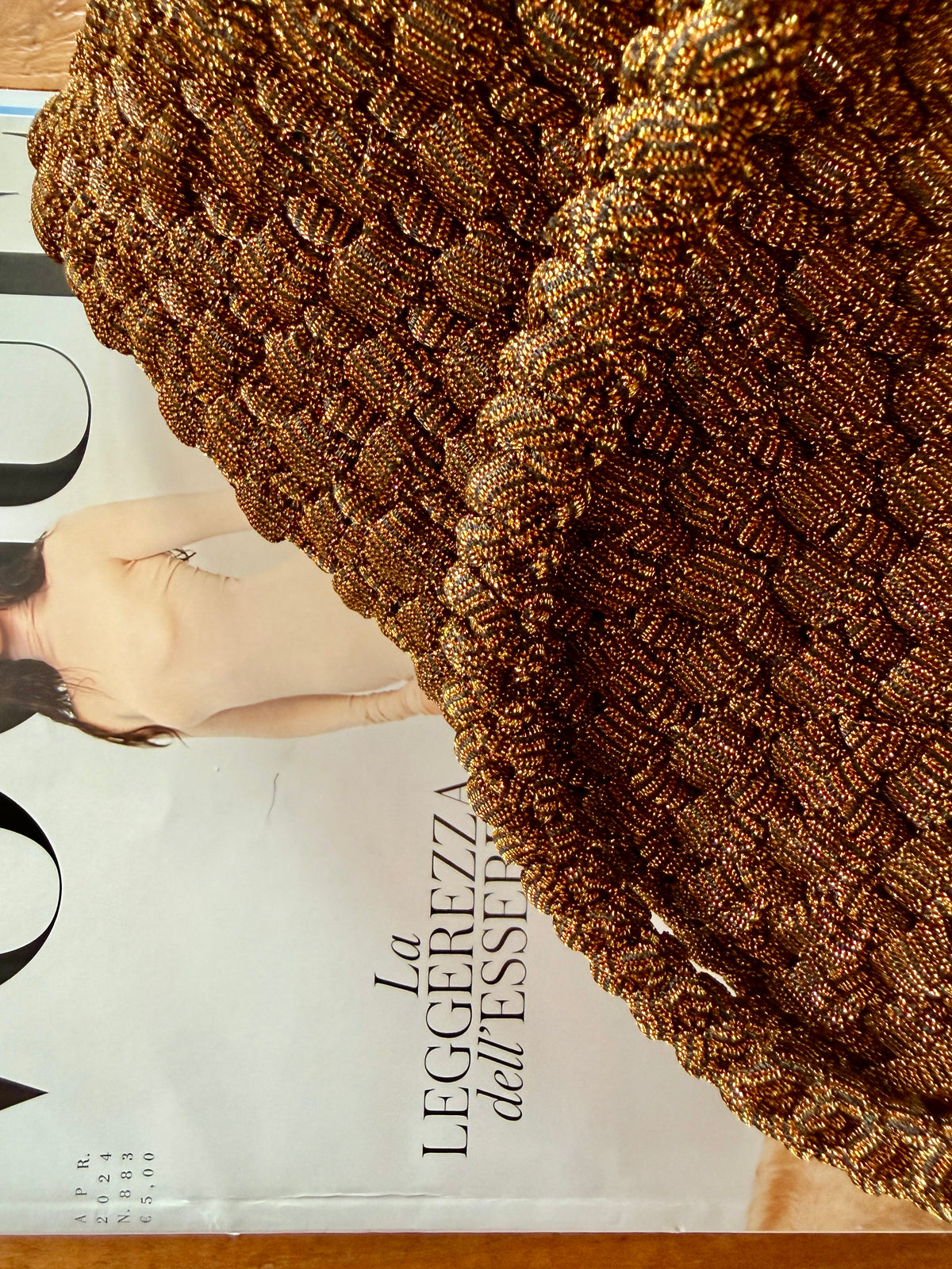 NOCCIOLA pochette standard in tulle rame con doppia maniglia