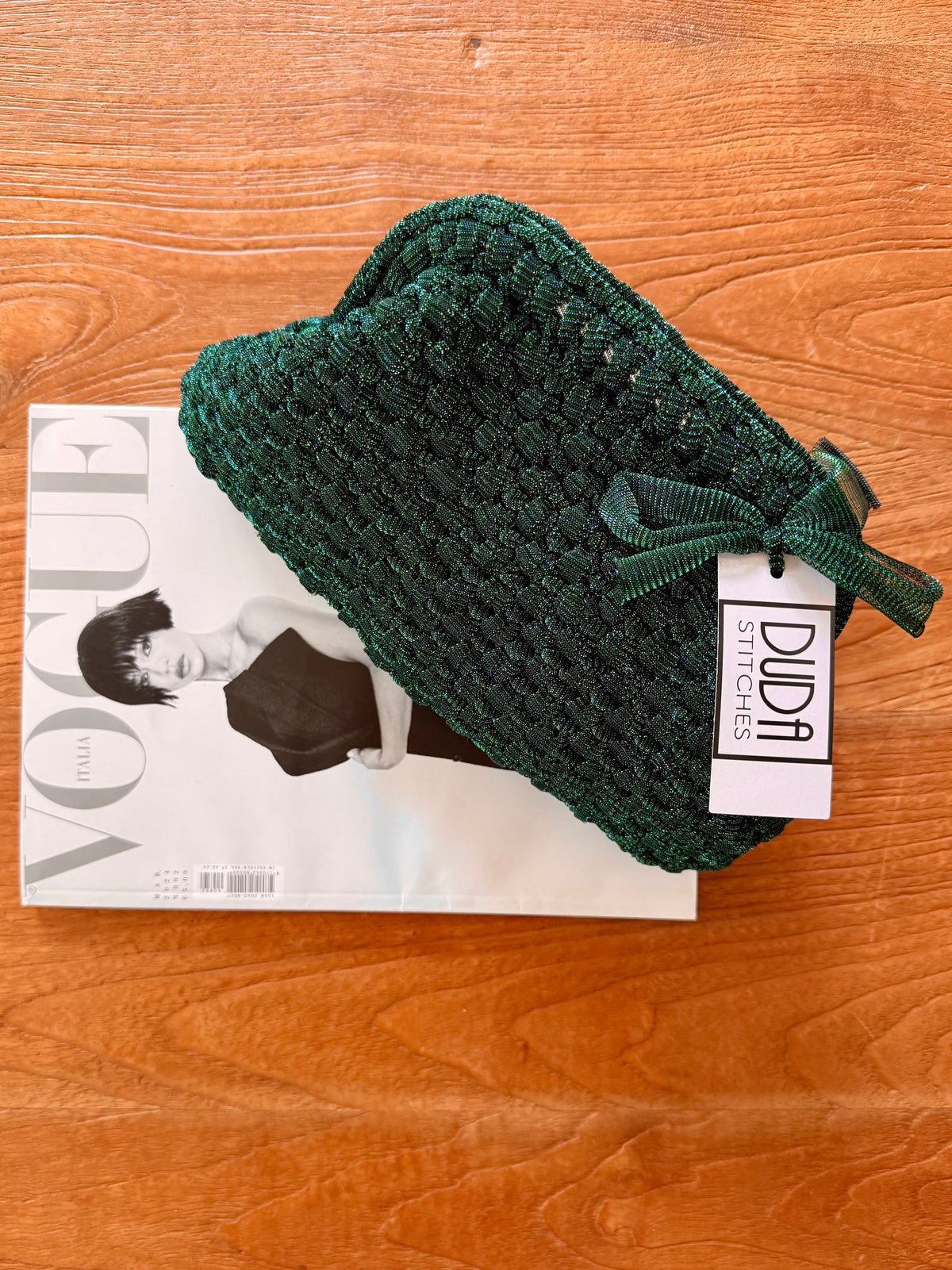 NOCCIOLA pochette standard in tulle verde senza manico