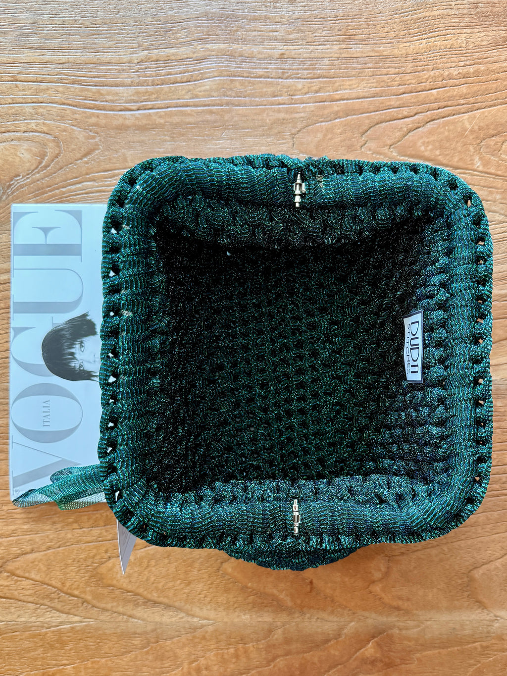 NOCCIOLA pochette standard in tulle verde senza manico