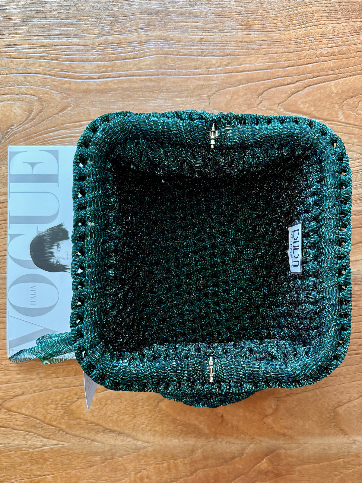 NOCCIOLA pochette standard in tulle verde senza manico