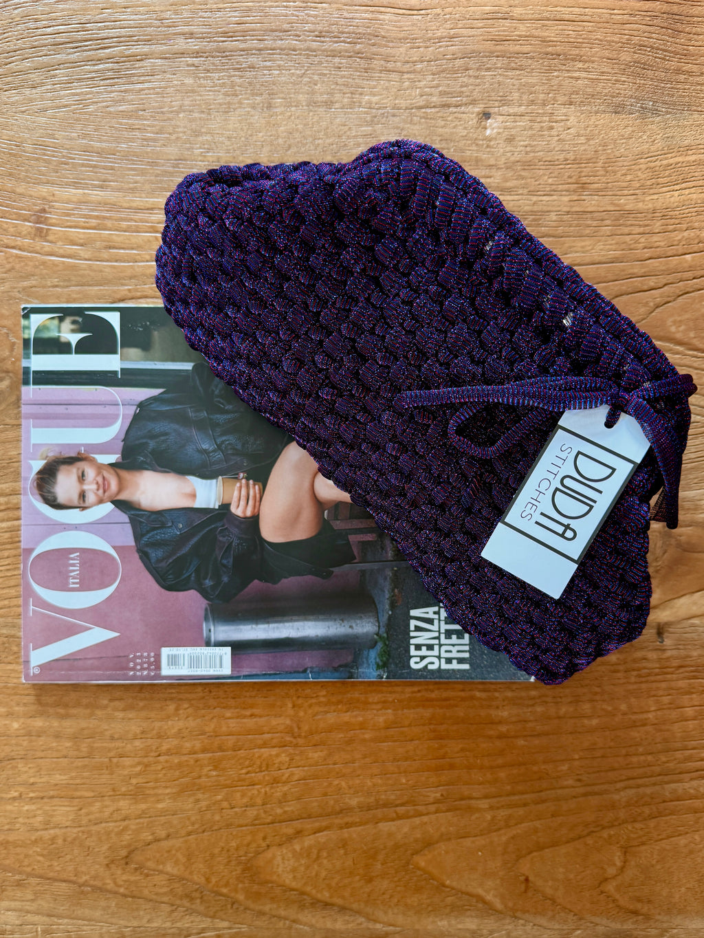 NOCCIOLA pochette standard in tulle blu//fucsia senza manico