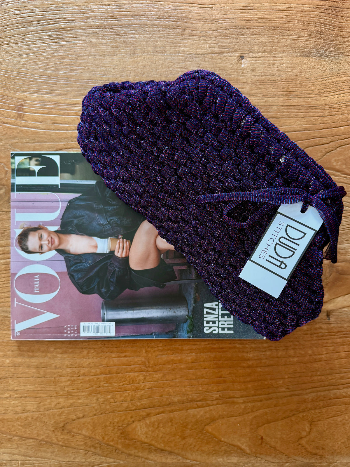 NOCCIOLA pochette standard in tulle blu//fucsia senza manico