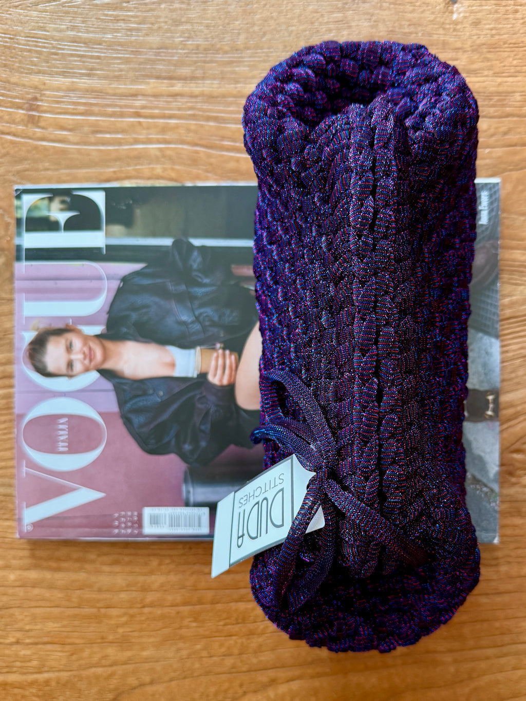NOCCIOLA pochette standard in tulle blu//fucsia senza manico