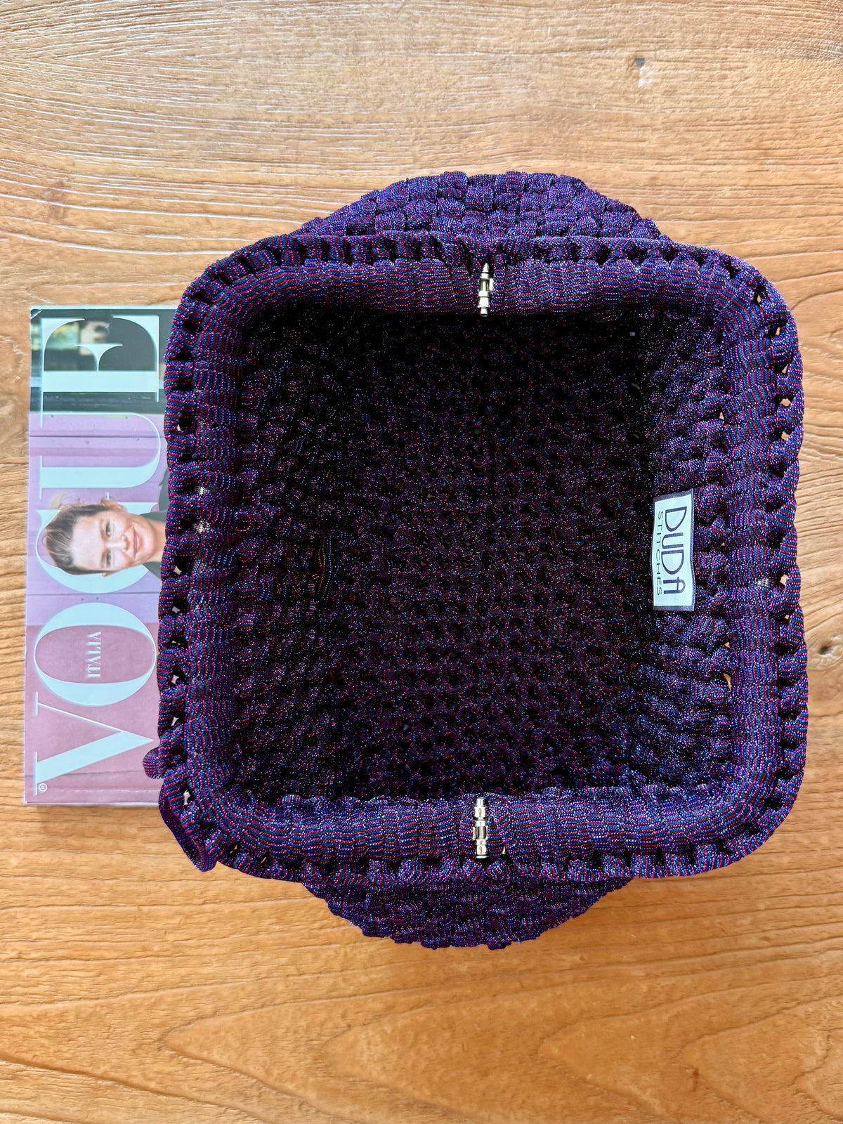 NOCCIOLA pochette standard in tulle blu//fucsia senza manico